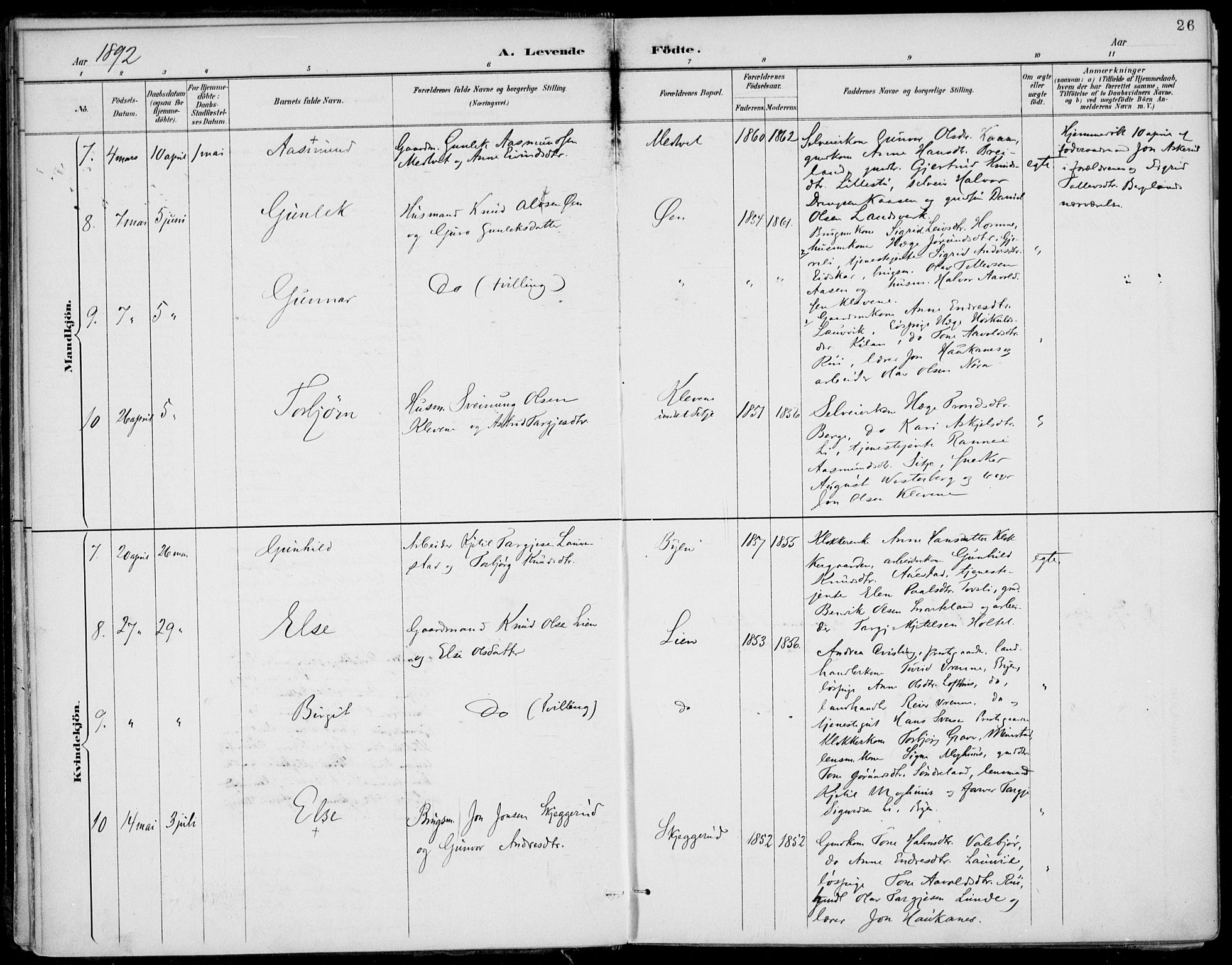 Fyresdal kirkebøker, AV/SAKO-A-263/F/Fa/L0007: Parish register (official) no. I 7, 1887-1914, p. 26