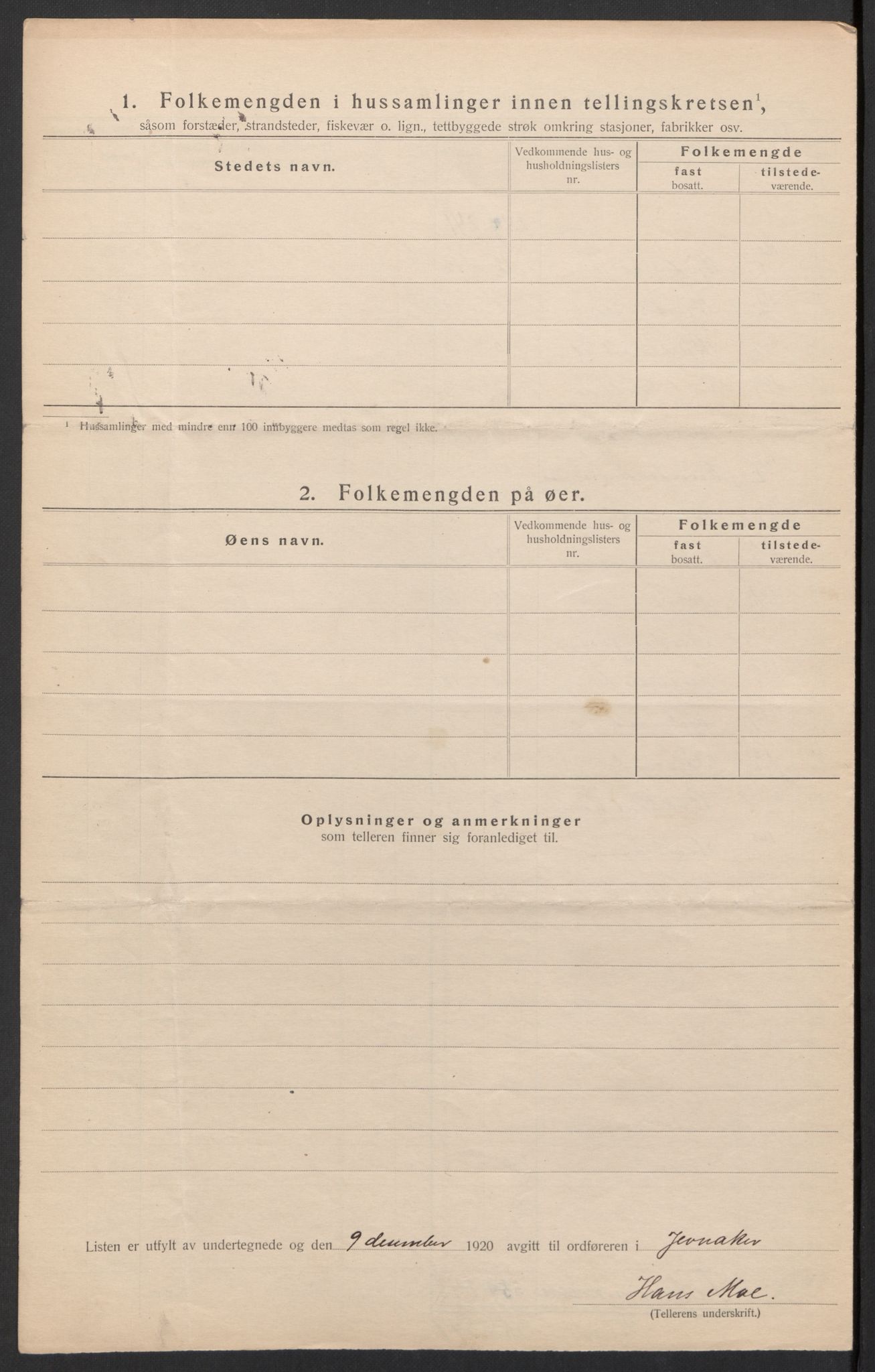 SAH, 1920 census for Jevnaker, 1920, p. 30