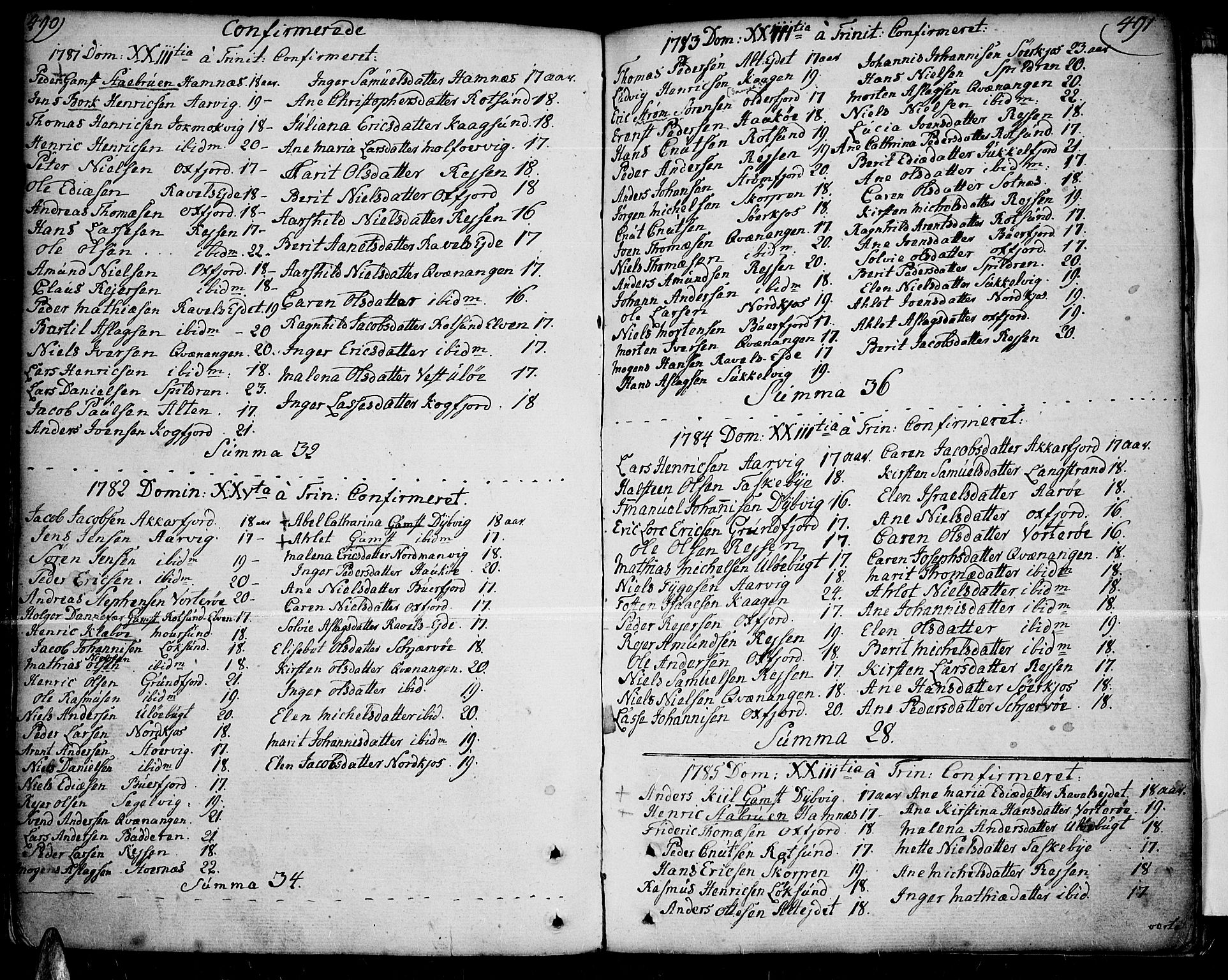 Skjervøy sokneprestkontor, SATØ/S-1300/H/Ha/Haa/L0002kirke: Parish register (official) no. 2, 1781-1817, p. 490-491