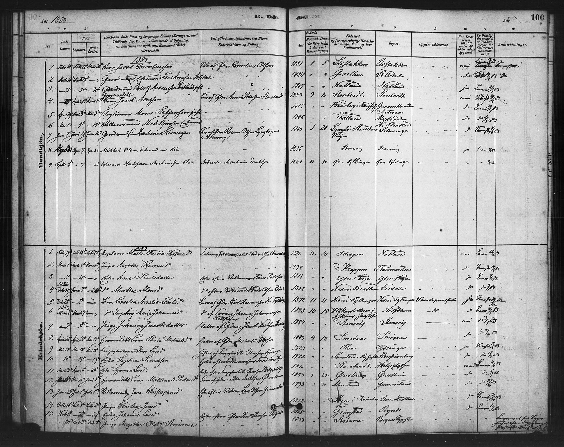 Fana Sokneprestembete, SAB/A-75101/H/Haa/Haai/L0001: Parish register (official) no. I 1, 1878-1888, p. 100