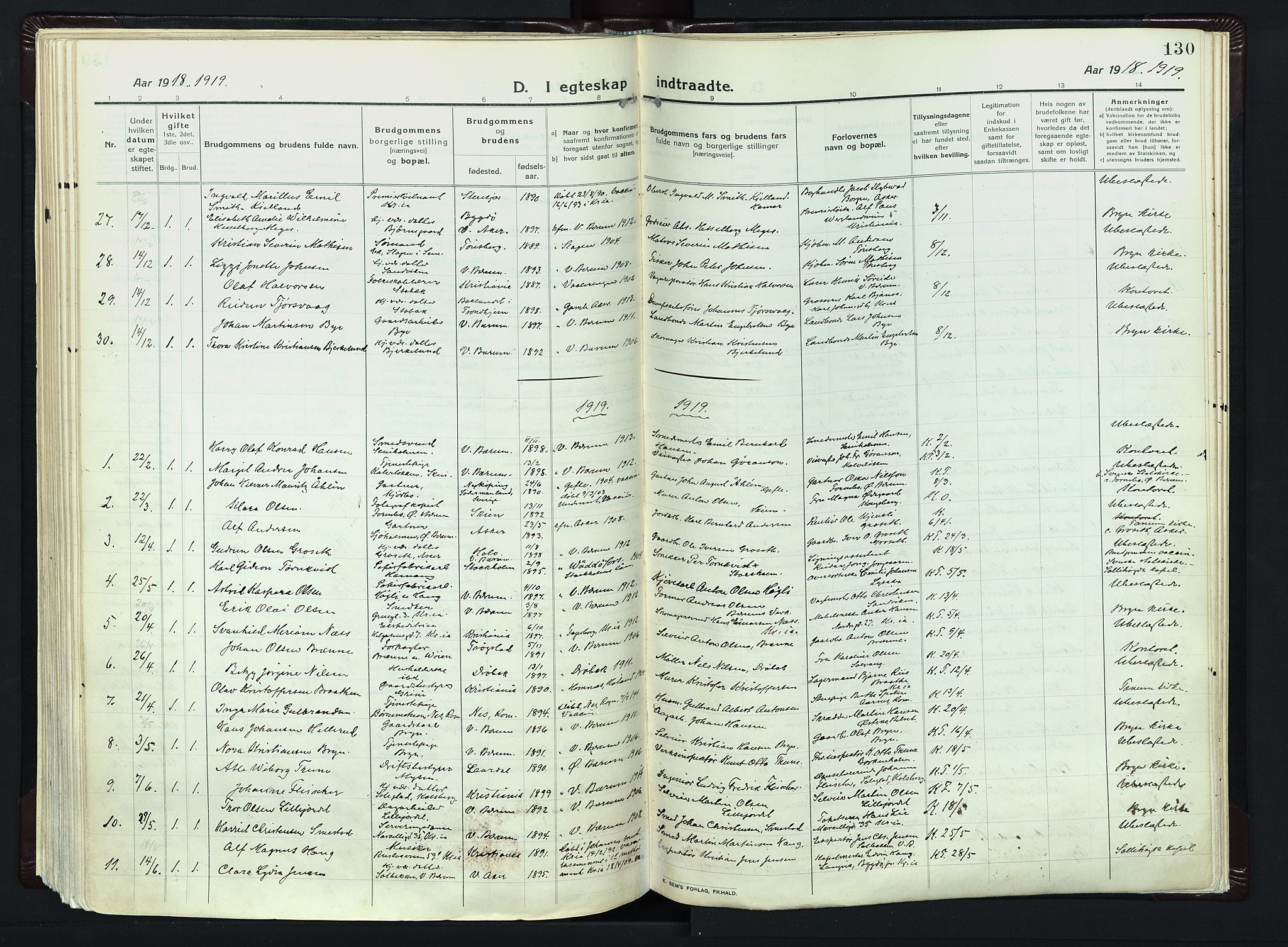 Vestre Bærum prestekontor Kirkebøker, SAO/A-10209a/F/Fa/L0003: Parish register (official) no. 3, 1916-1930, p. 130