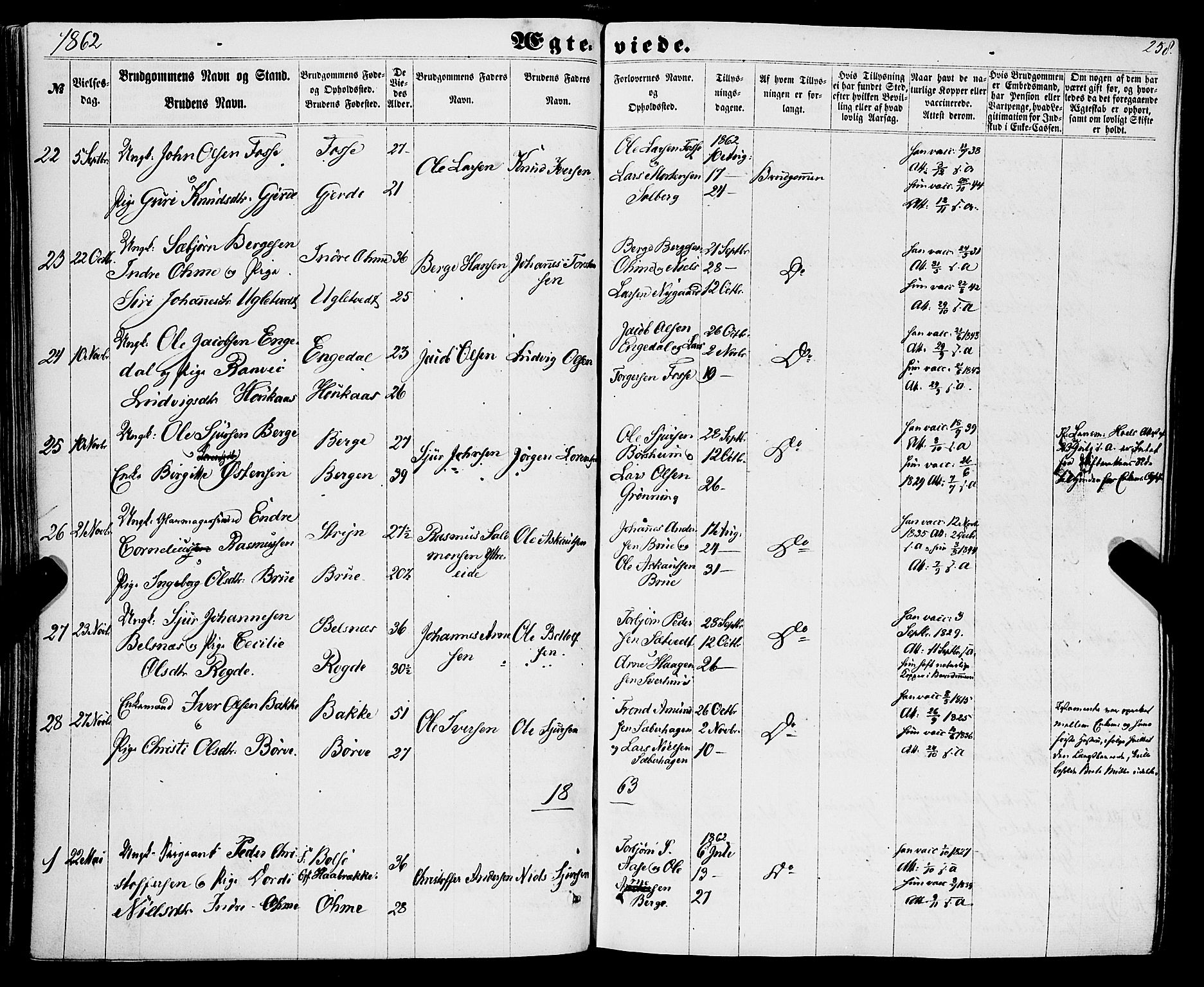 Strandebarm sokneprestembete, AV/SAB-A-78401/H/Haa: Parish register (official) no. A 8, 1858-1872, p. 258