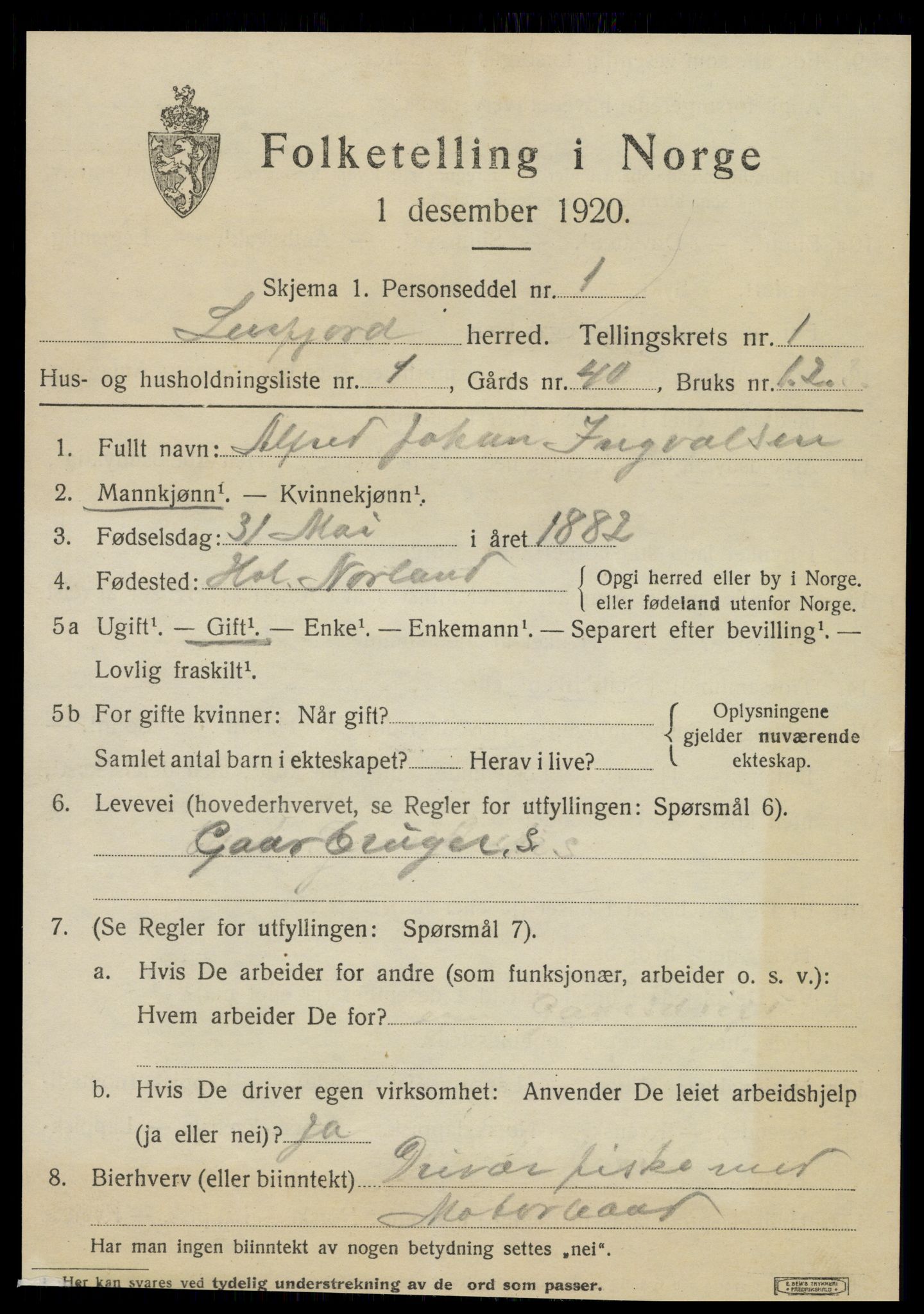 SAT, 1920 census for Leirfjord, 1920, p. 673
