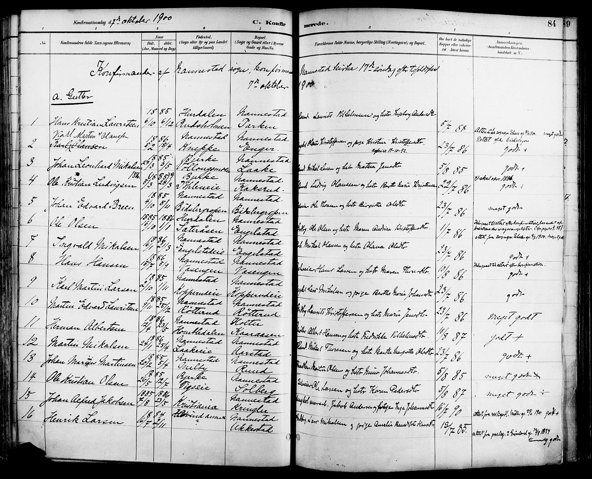 Nannestad prestekontor Kirkebøker, SAO/A-10414a/F/Fa/L0015: Parish register (official) no. I 15, 1891-1905, p. 84