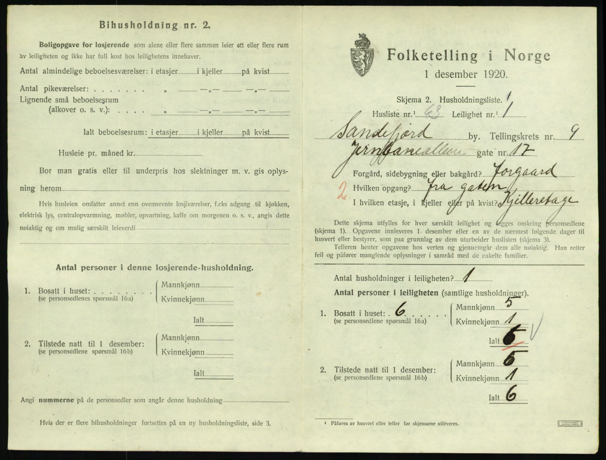 SAKO, 1920 census for Sandefjord, 1920, p. 3814