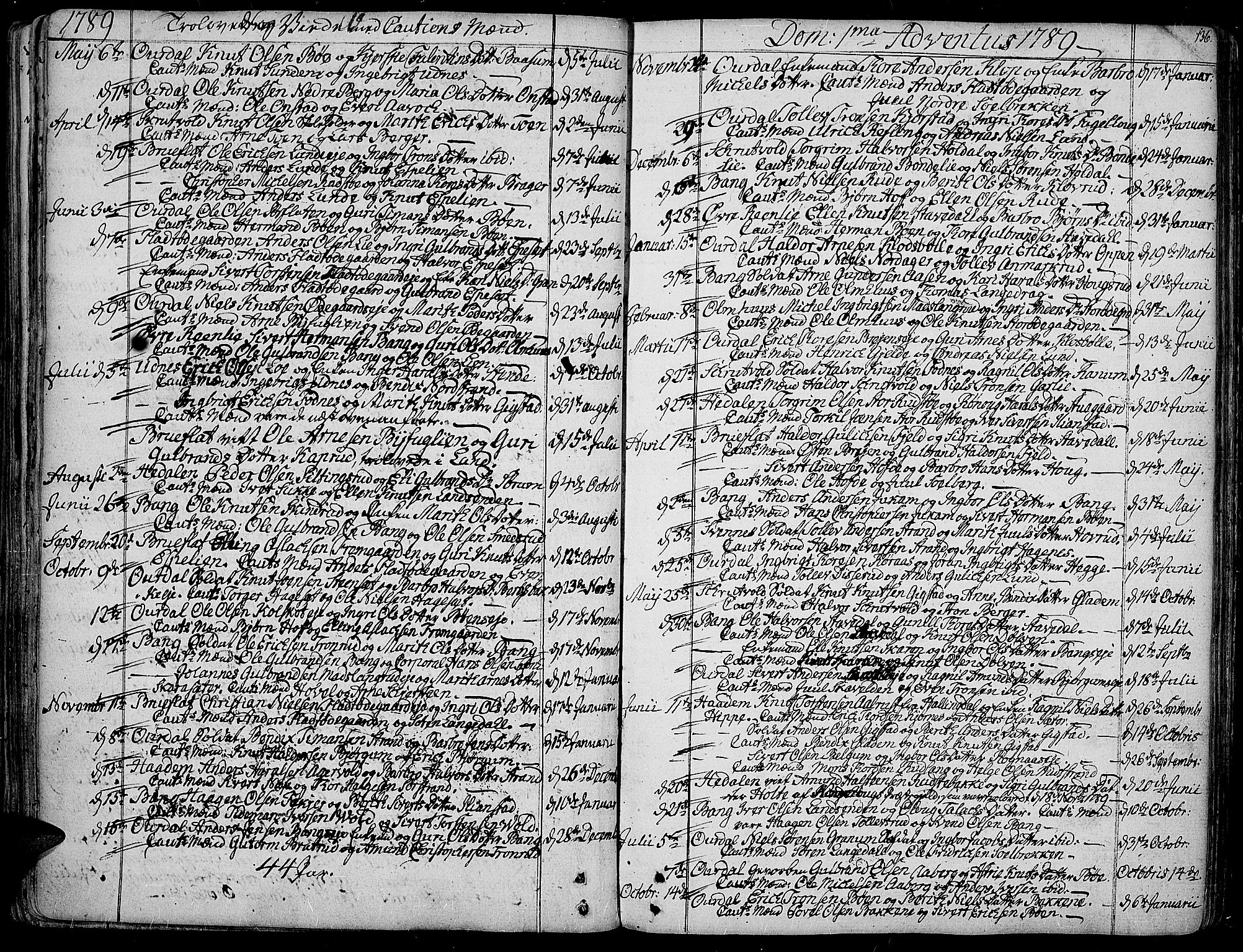 Aurdal prestekontor, SAH/PREST-126/H/Ha/Haa/L0006: Parish register (official) no. 6, 1781-1804, p. 136