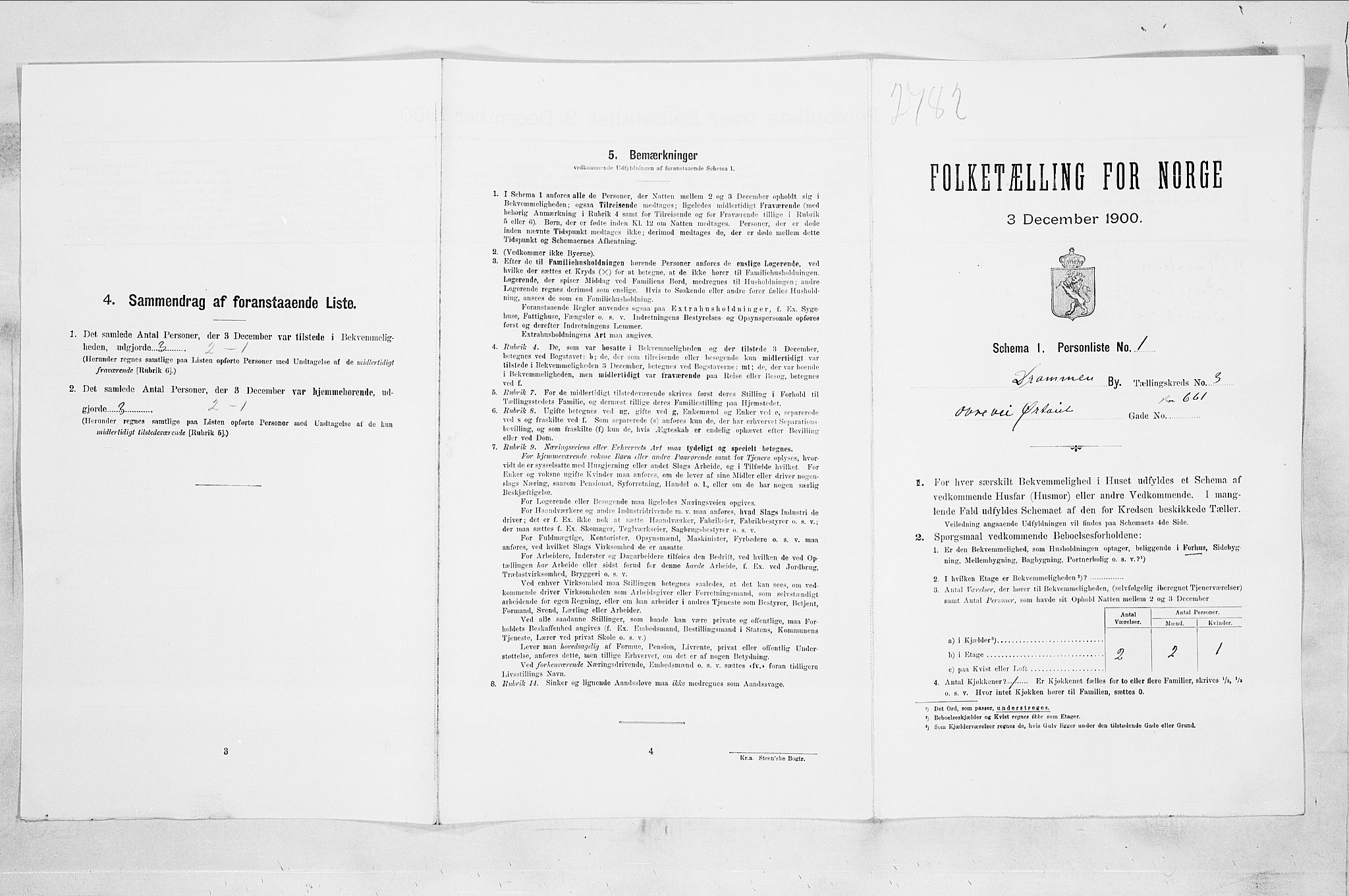 RA, 1900 census for Drammen, 1900, p. 886