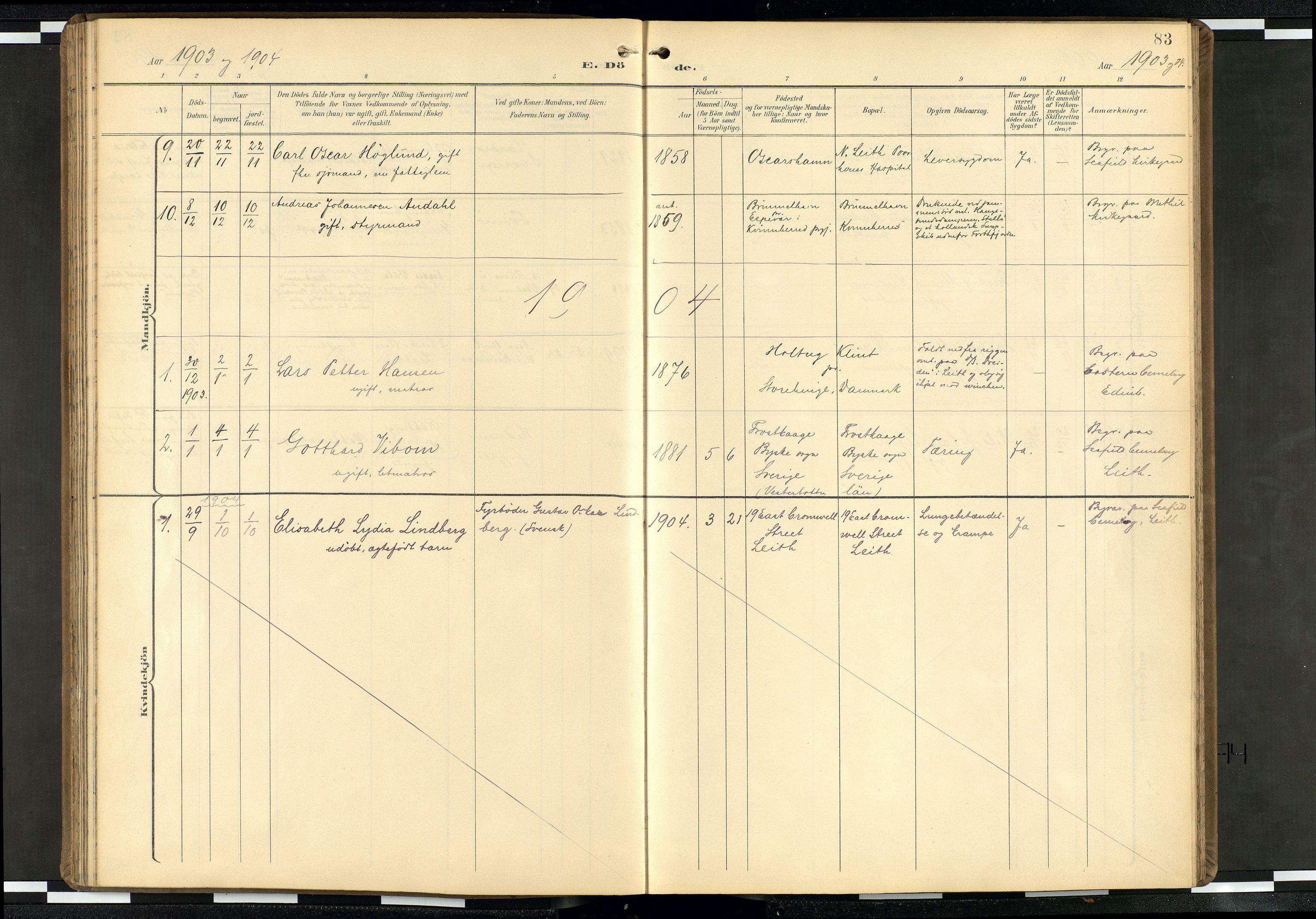 Den norske sjømannsmisjon i utlandet/Skotske havner (Leith, Glasgow), SAB/SAB/PA-0100/H/Ha/Haa/L0004: Parish register (official) no. A 4, 1899-1949, p. 82b-83a