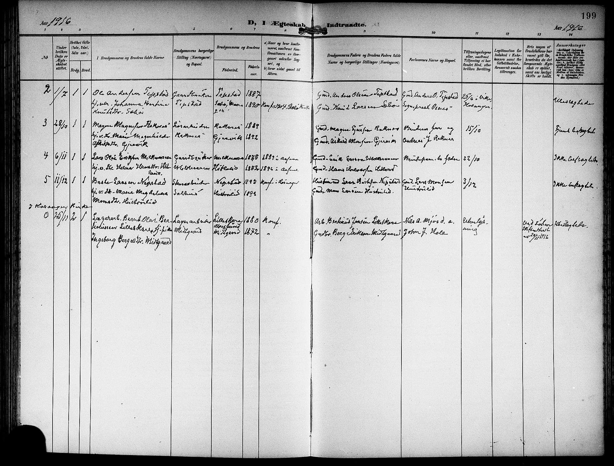 Hamre sokneprestembete, AV/SAB-A-75501/H/Ha/Hab: Parish register (copy) no. B 4, 1898-1919, p. 199