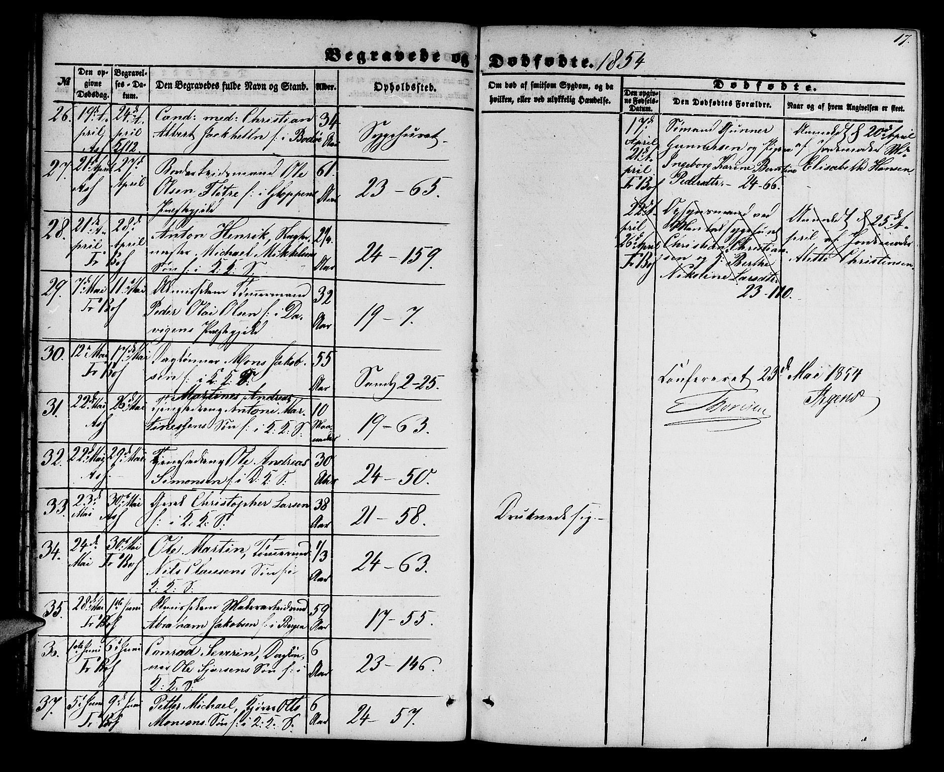 Korskirken sokneprestembete, SAB/A-76101/H/Hab: Parish register (copy) no. E 2, 1851-1871, p. 17