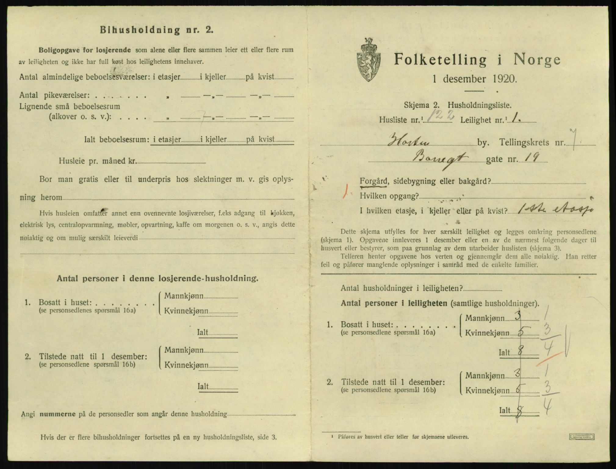 SAKO, 1920 census for Horten, 1920, p. 7645