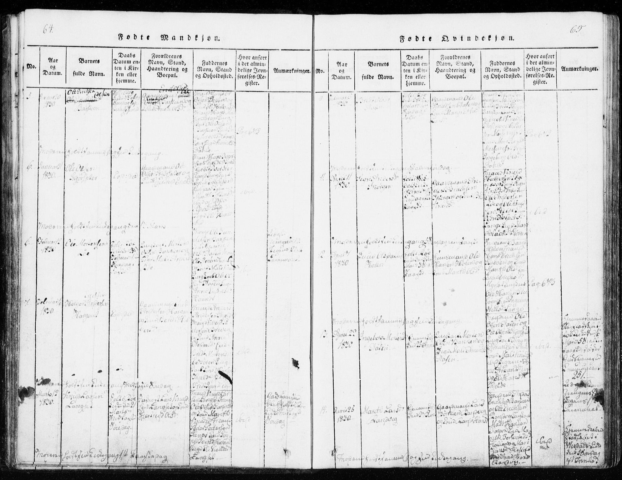 Ministerialprotokoller, klokkerbøker og fødselsregistre - Møre og Romsdal, AV/SAT-A-1454/551/L0623: Parish register (official) no. 551A03, 1818-1831, p. 64-65