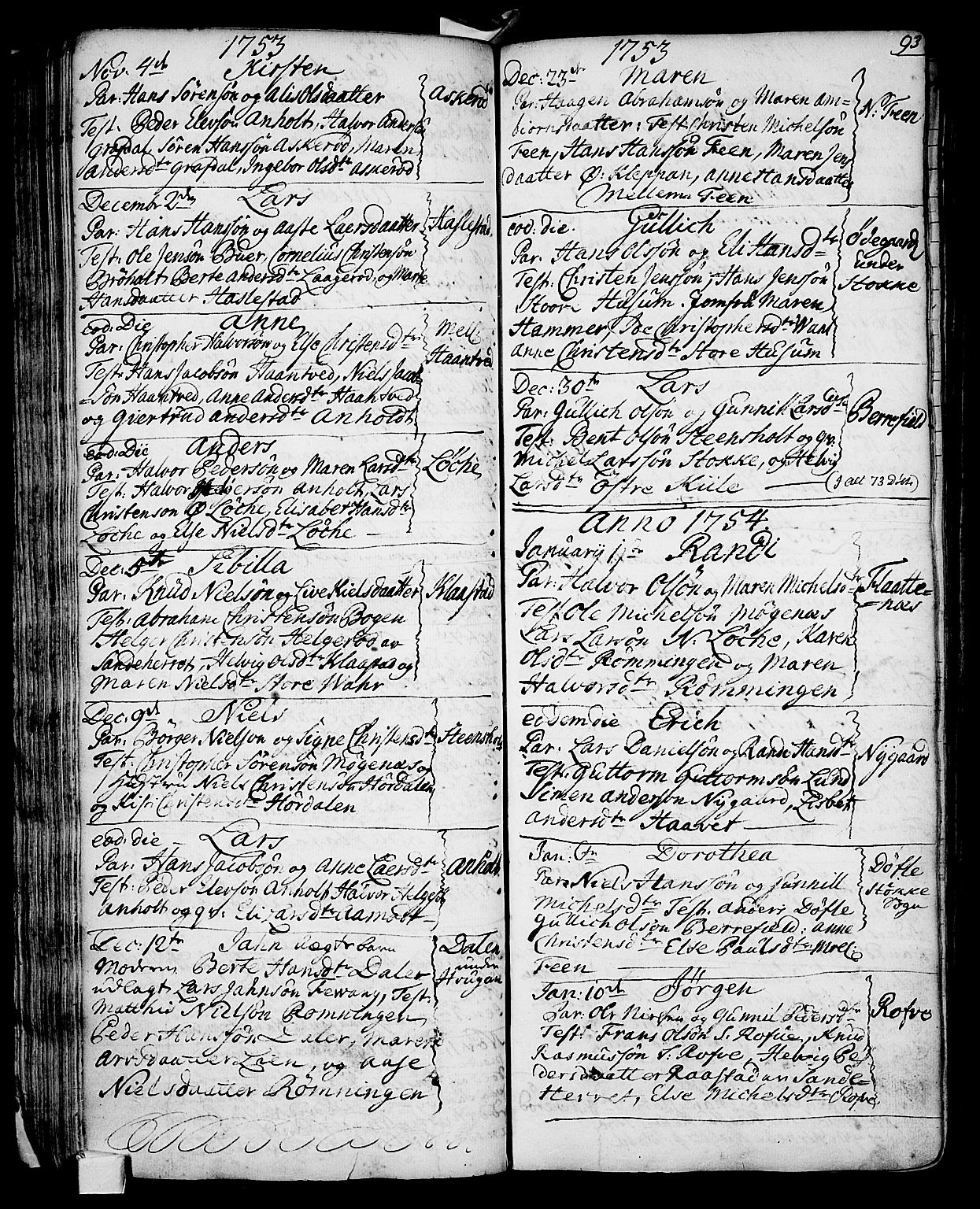 Stokke kirkebøker, AV/SAKO-A-320/F/Fa/L0002: Parish register (official) no. I 2, 1732-1770, p. 93