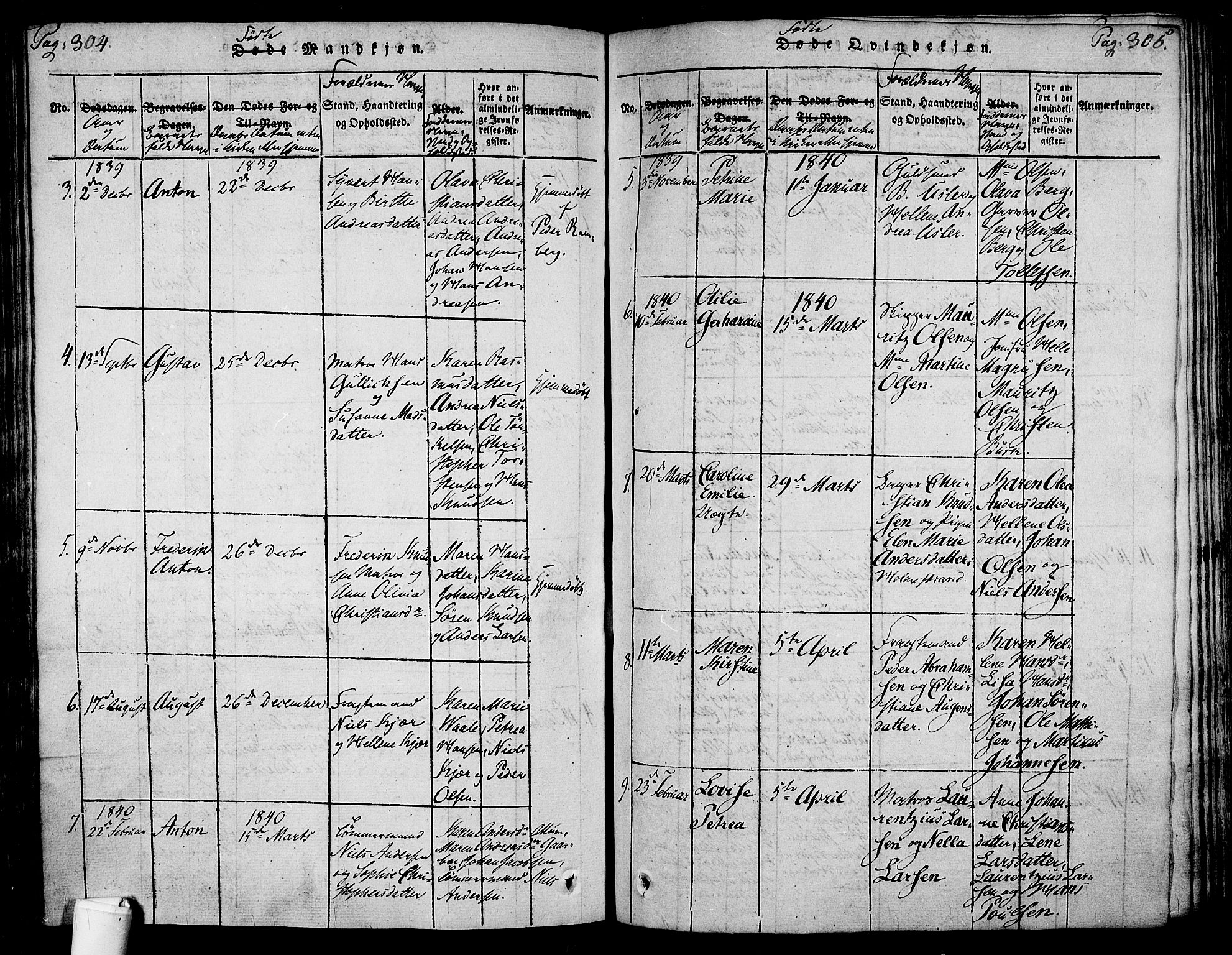 Holmestrand kirkebøker, AV/SAKO-A-346/F/Fa/L0001: Parish register (official) no. 1, 1814-1840, p. 304-305