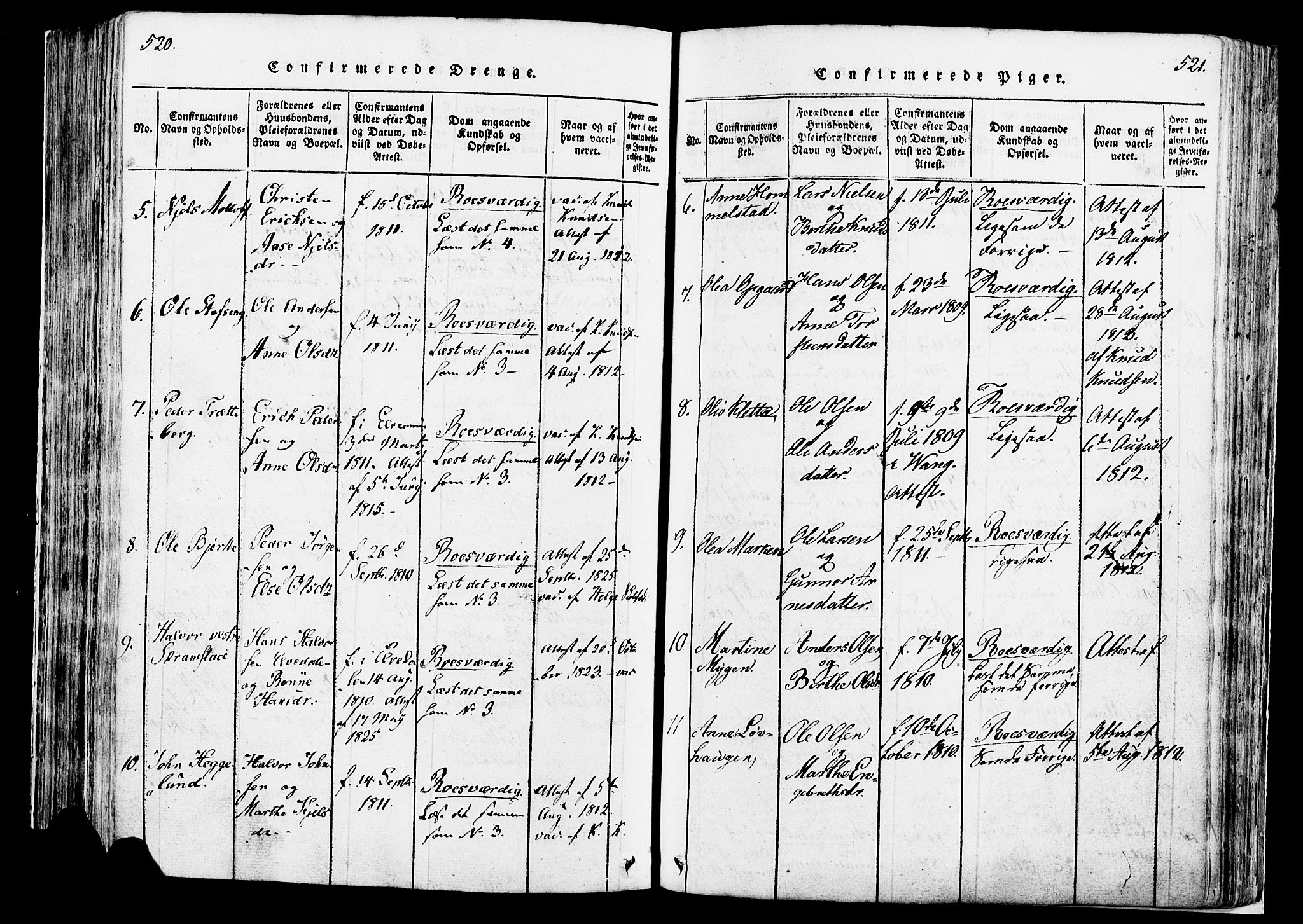 Løten prestekontor, AV/SAH-PREST-022/K/Ka/L0005: Parish register (official) no. 5, 1814-1832, p. 520-521