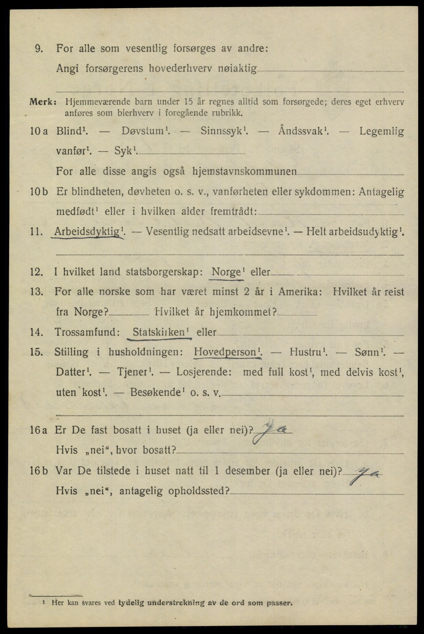 SAKO, 1920 census for Stathelle, 1920, p. 1052