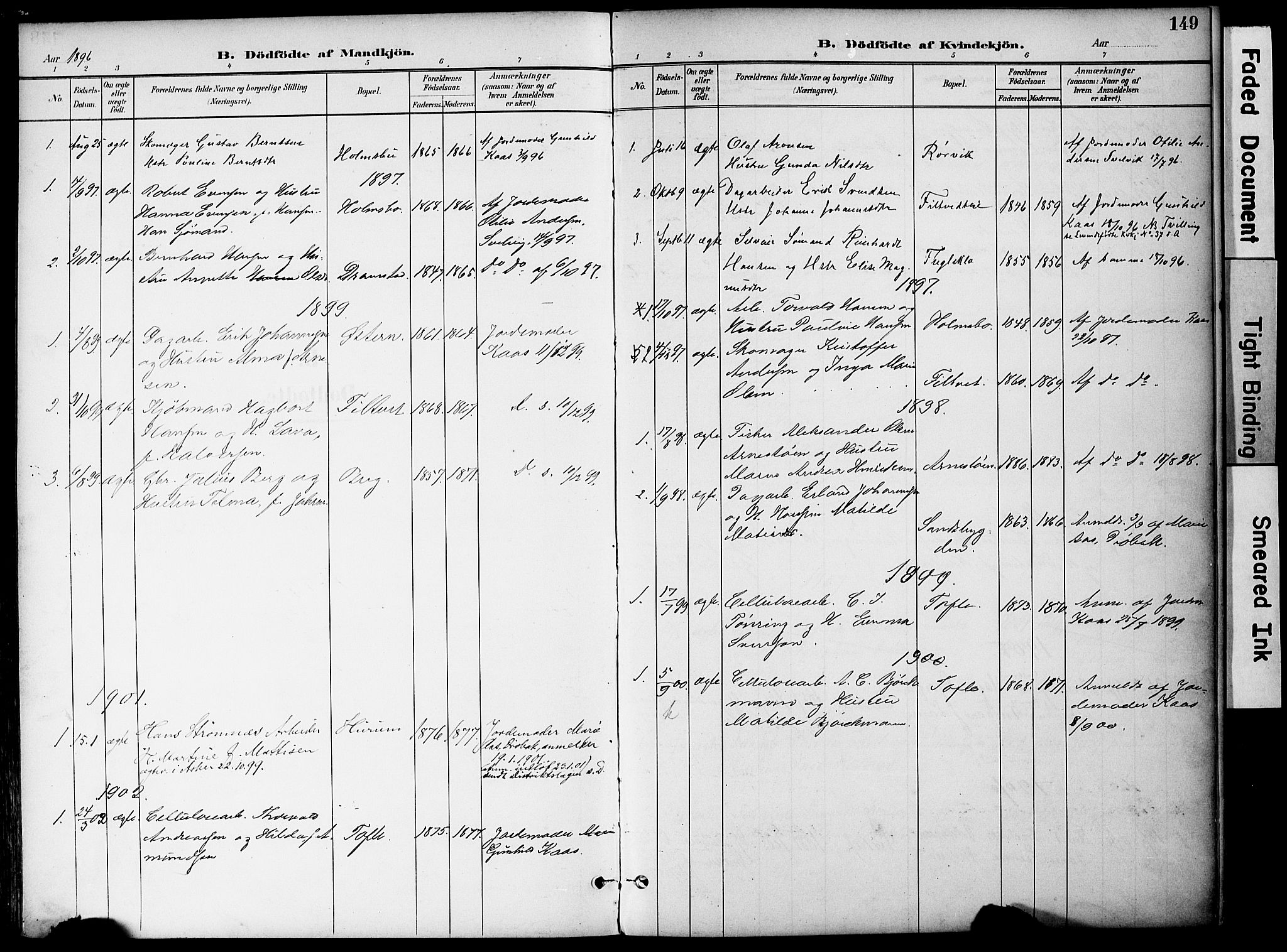 Hurum kirkebøker, SAKO/A-229/F/Fa/L0015: Parish register (official) no. 15, 1896-1908, p. 149