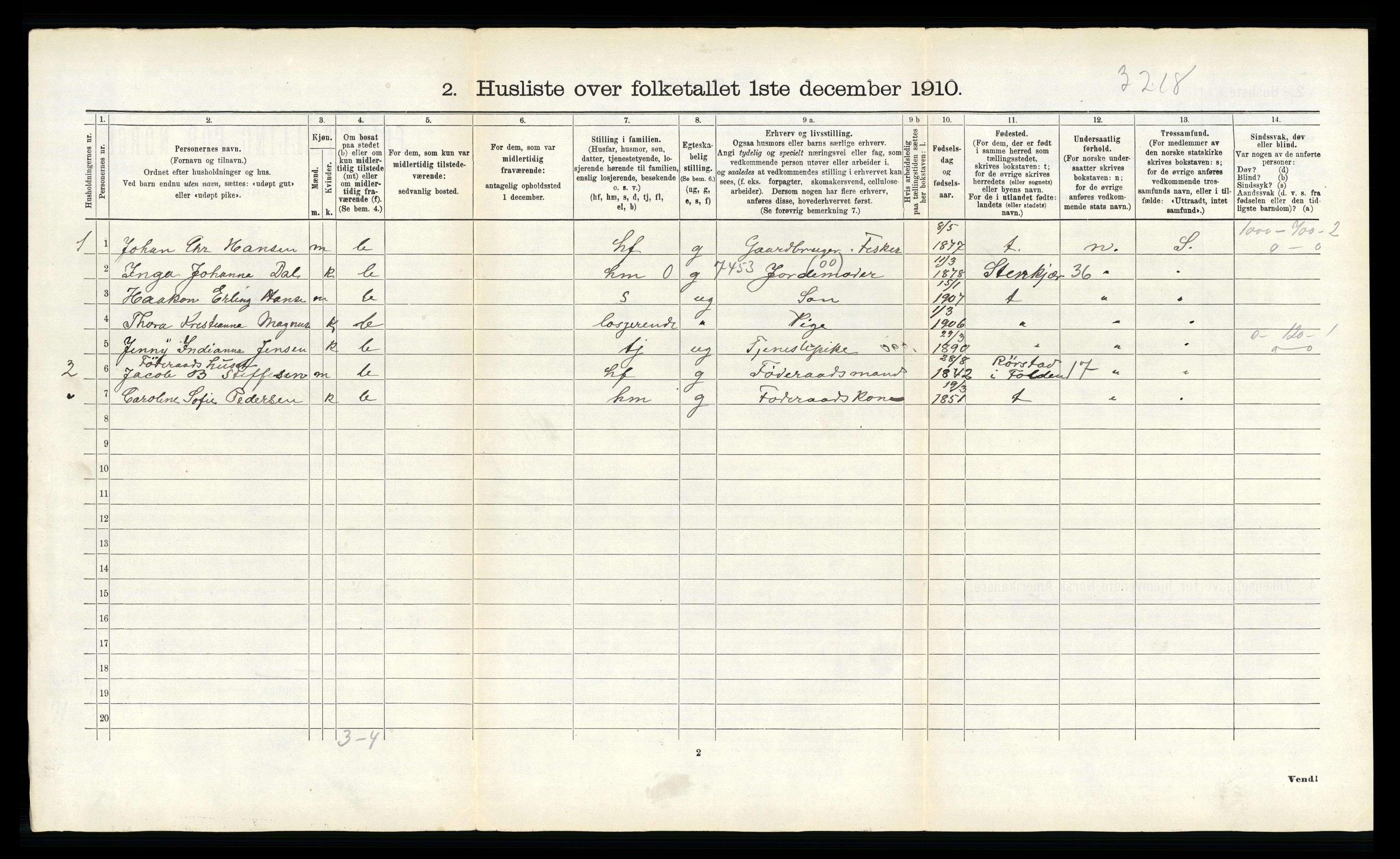 RA, 1910 census for Gildeskål, 1910, p. 866