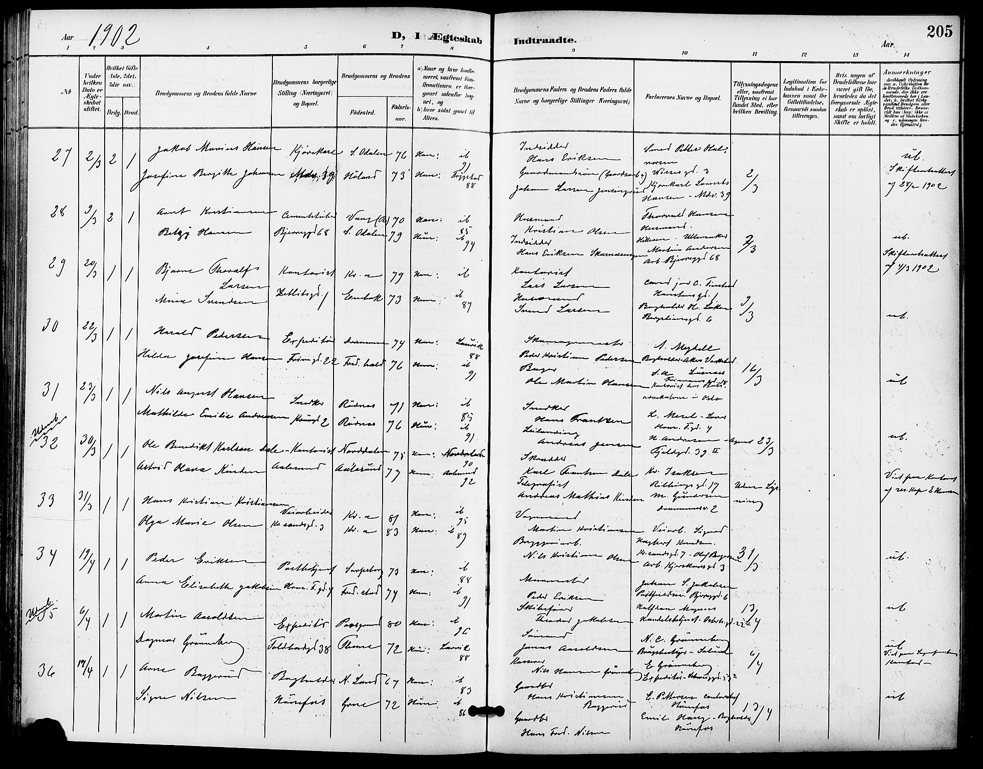 Gamle Aker prestekontor Kirkebøker, SAO/A-10617a/F/L0012: Parish register (official) no. 12, 1898-1910, p. 205
