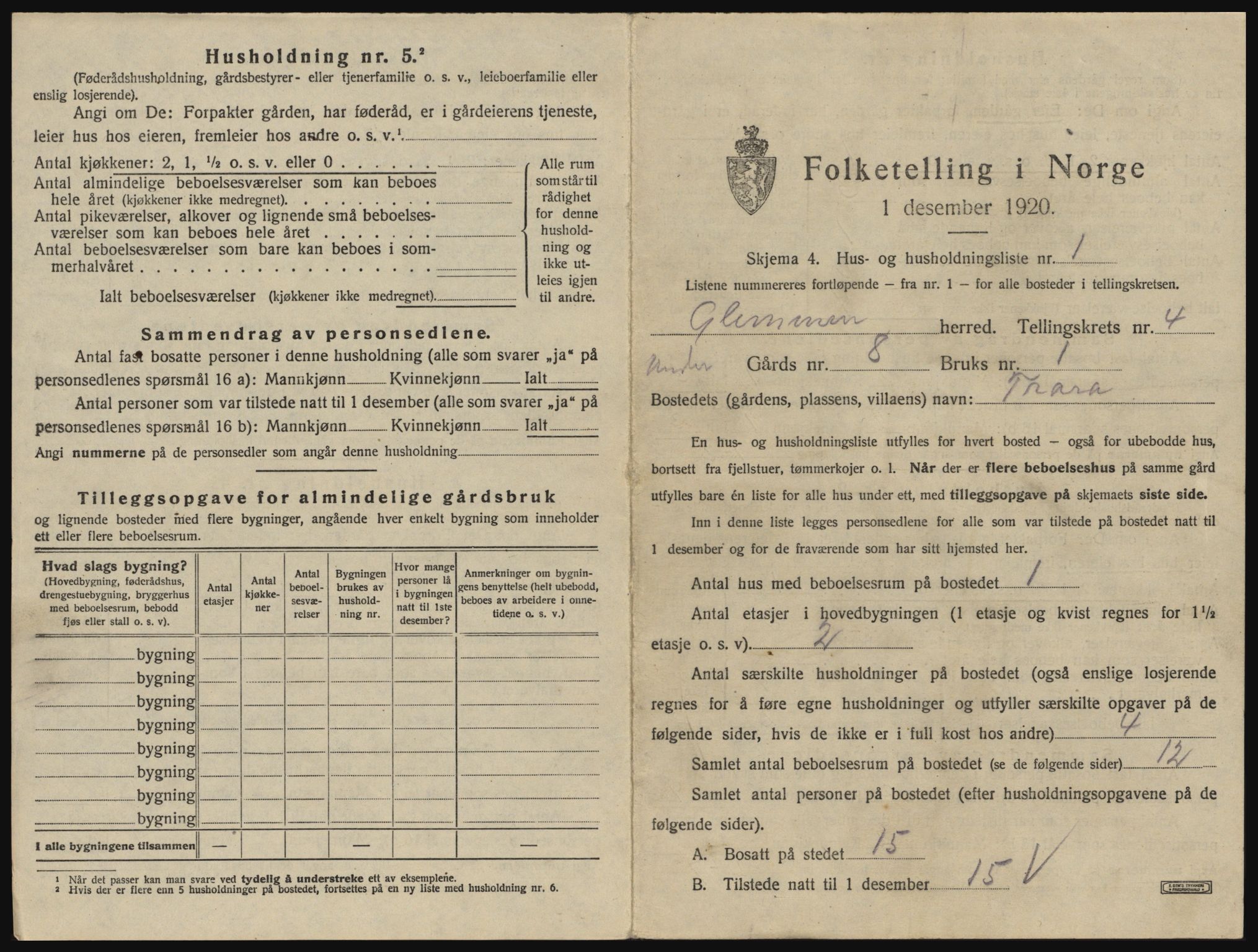 SAO, 1920 census for Glemmen, 1920, p. 1187