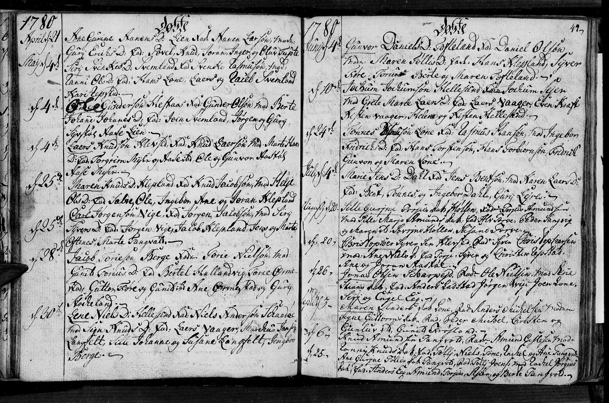 Søgne sokneprestkontor, SAK/1111-0037/F/Fa/Fab/L0004: Parish register (official) no. A 4, 1770-1822, p. 46-47