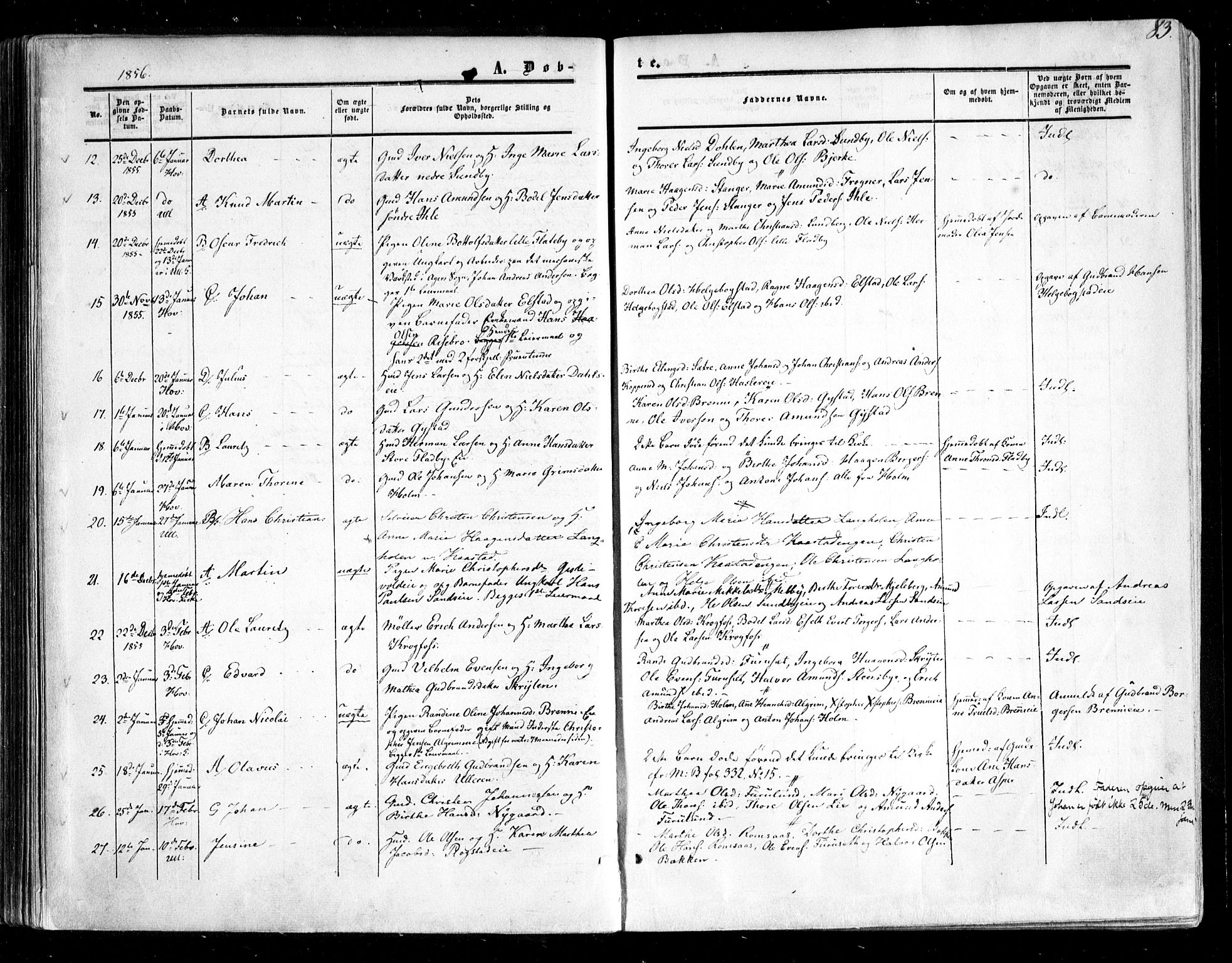 Ullensaker prestekontor Kirkebøker, SAO/A-10236a/F/Fa/L0015.a: Parish register (official) no. I 15A, 1851-1862, p. 83