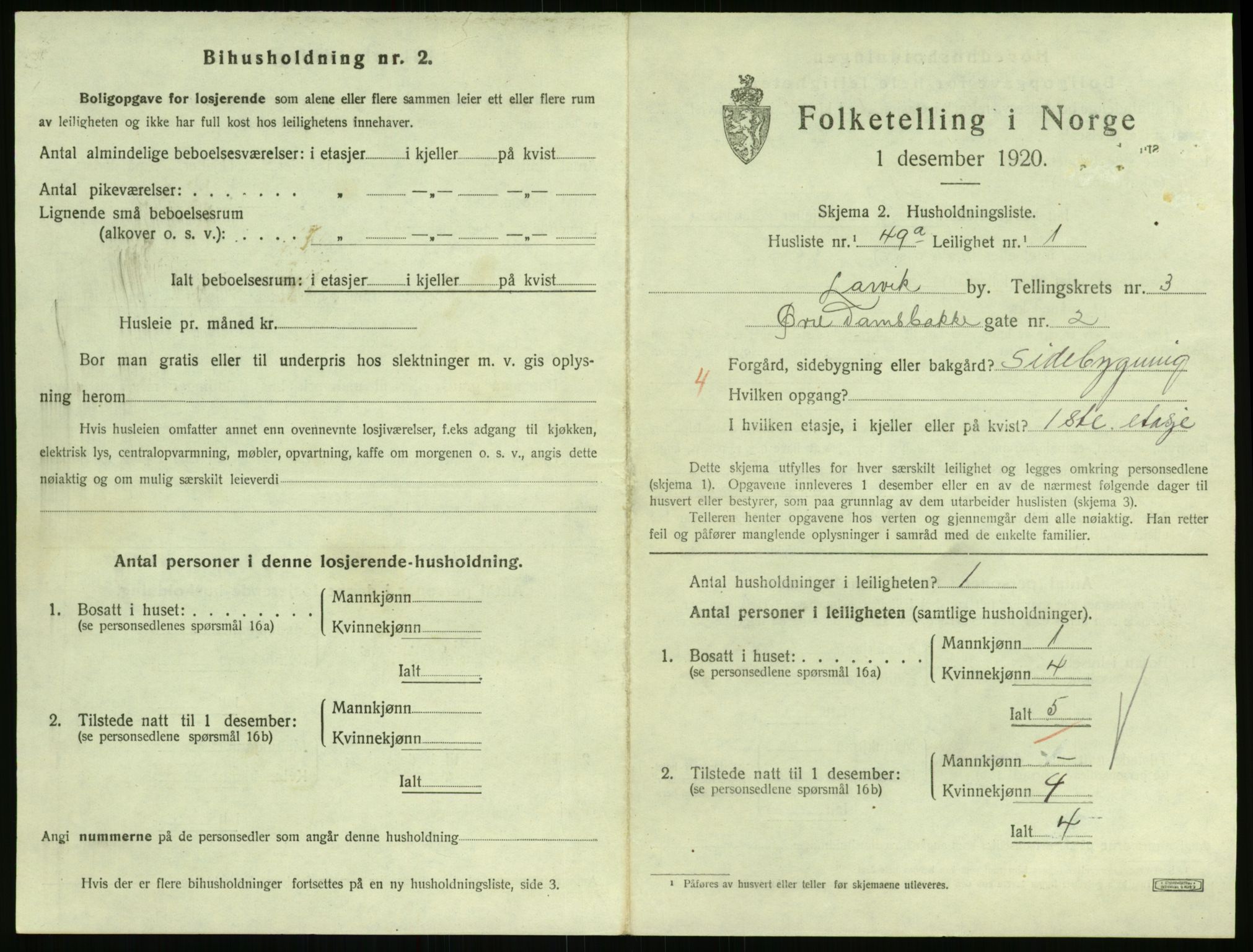 SAKO, 1920 census for Larvik, 1920, p. 4076