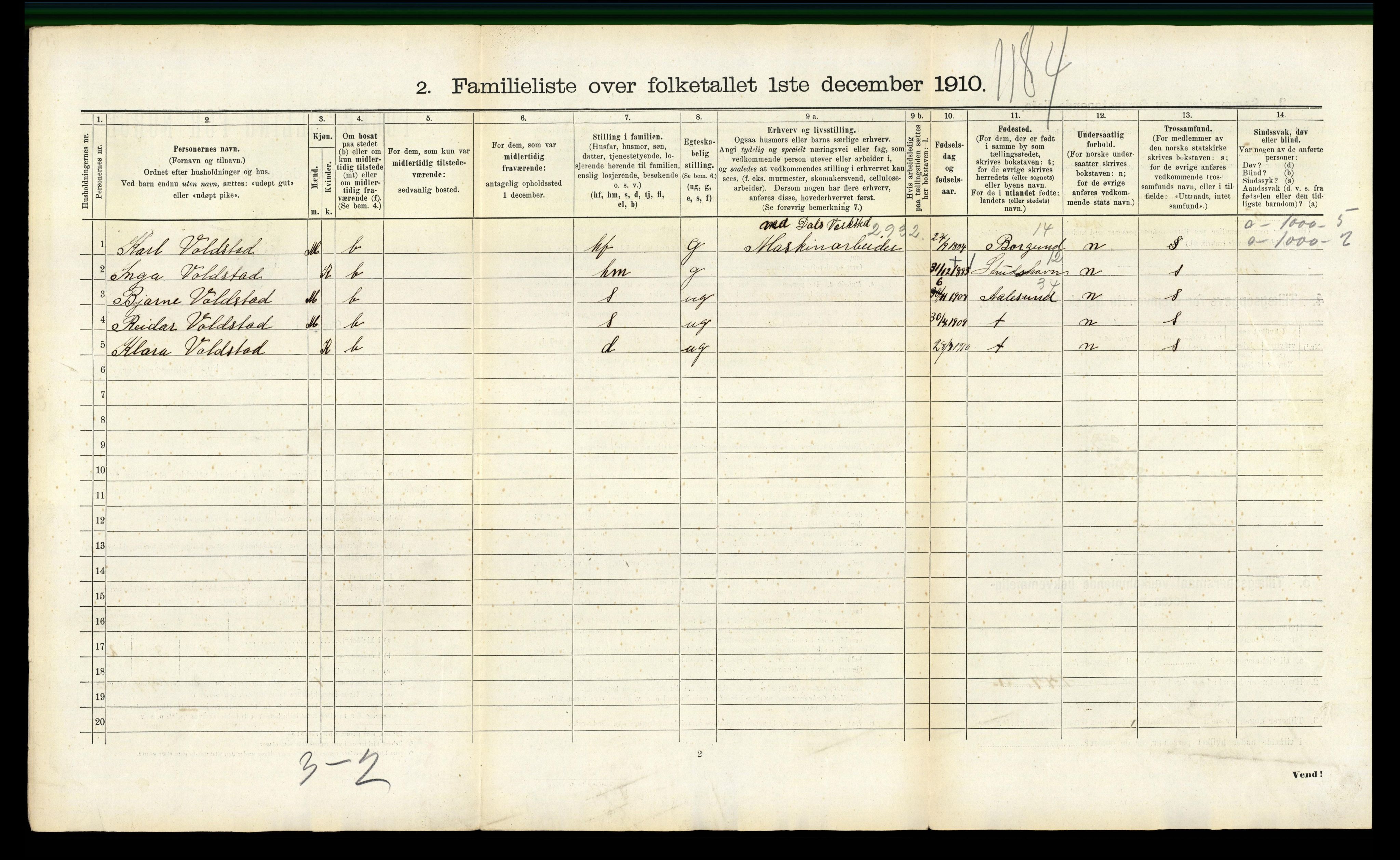 RA, 1910 census for Molde, 1910, p. 754