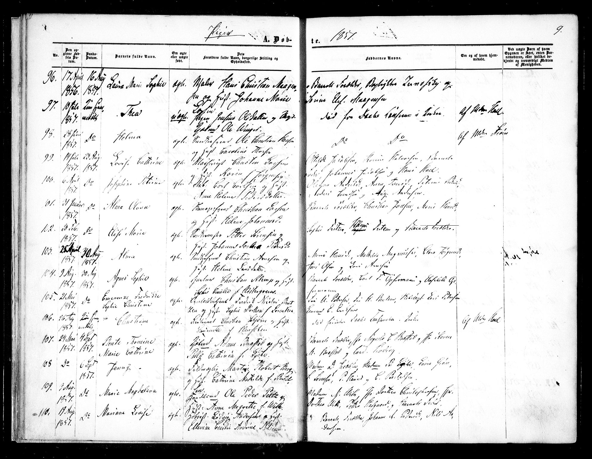Halden prestekontor Kirkebøker, AV/SAO-A-10909/F/Fa/L0007: Parish register (official) no. I 7, 1857-1865, p. 9