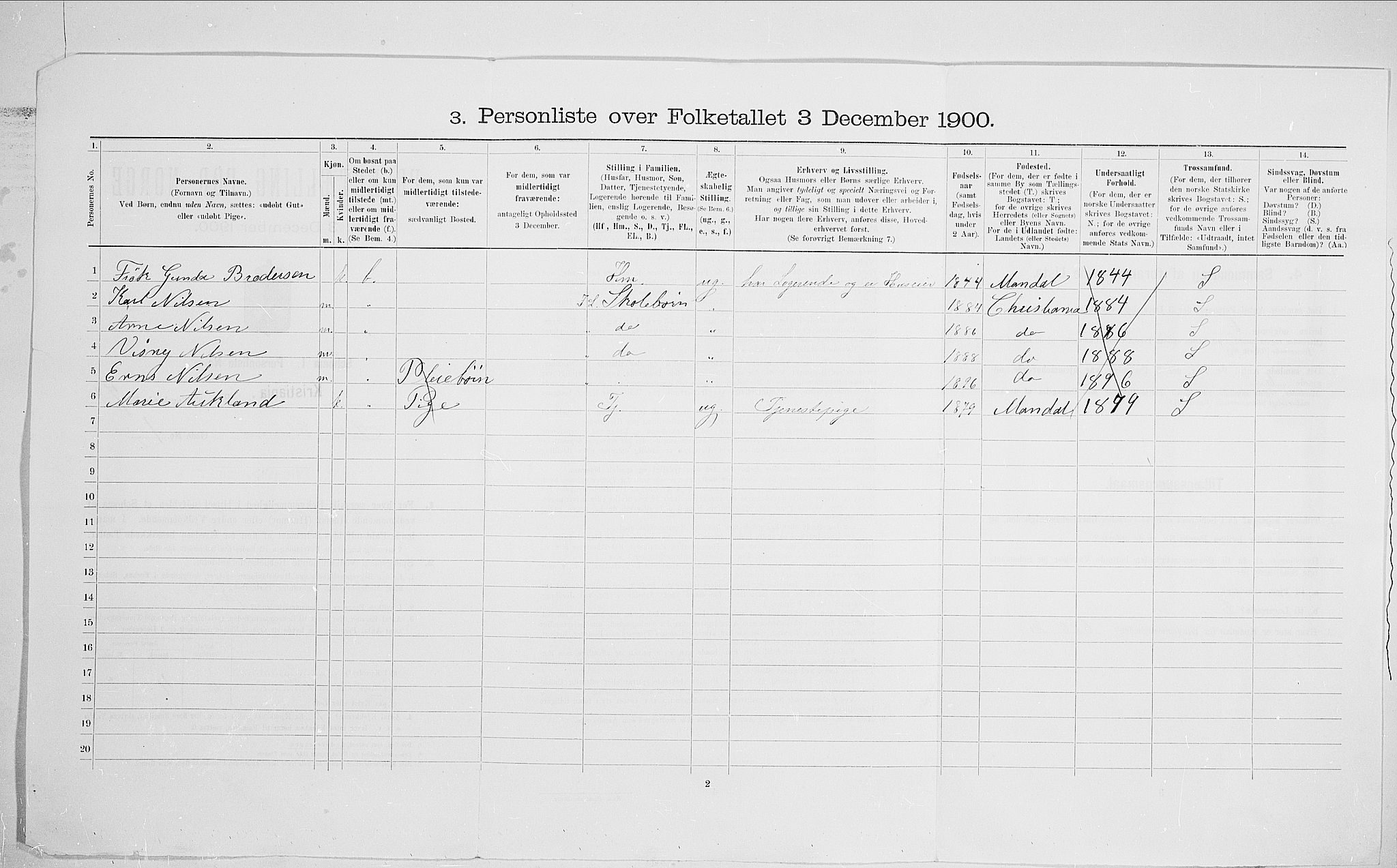 SAO, 1900 census for Kristiania, 1900, p. 71032