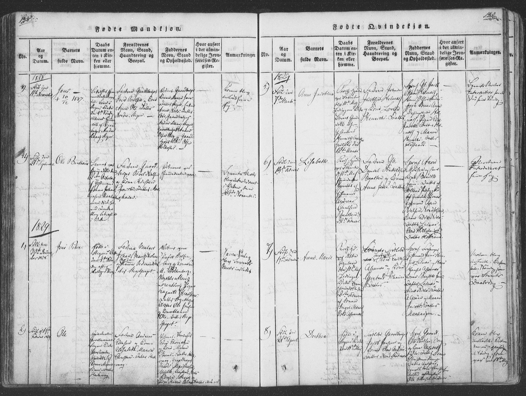 Ministerialprotokoller, klokkerbøker og fødselsregistre - Nordland, AV/SAT-A-1459/855/L0798: Parish register (official) no. 855A06, 1821-1835, p. 134-135