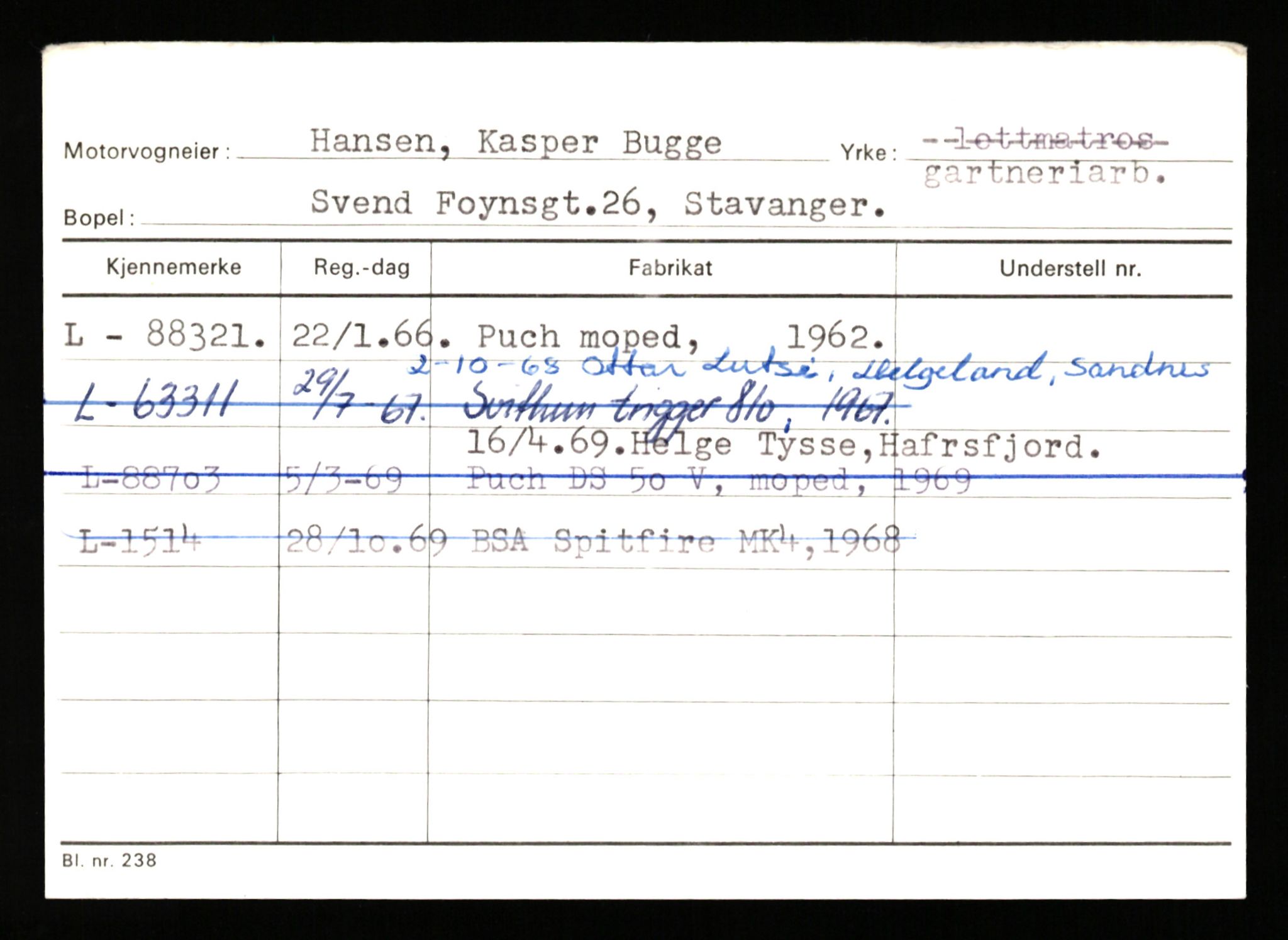 Stavanger trafikkstasjon, SAST/A-101942/0/H/L0013: Hanson - Haveland, 1930-1971, p. 13