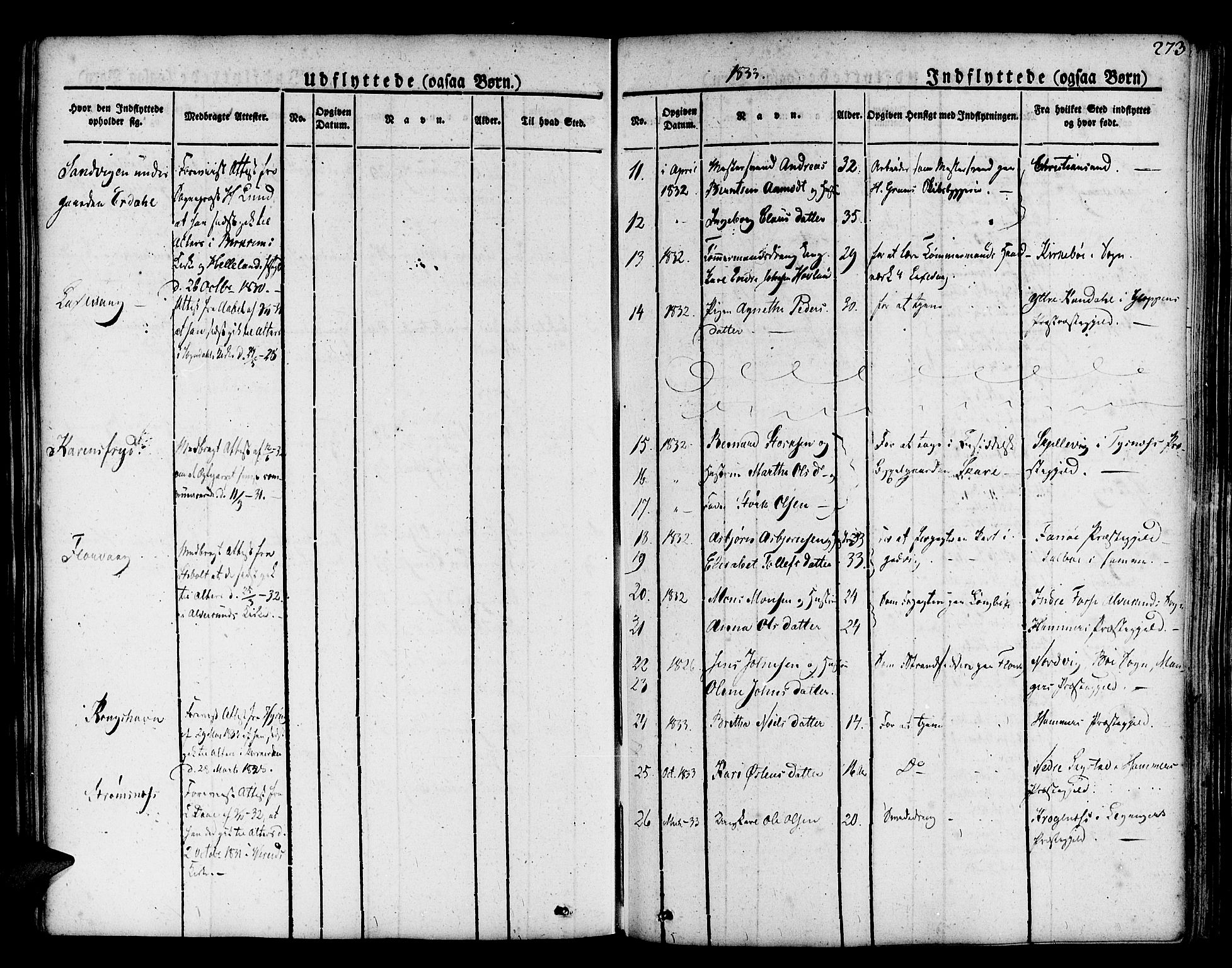 Askøy Sokneprestembete, SAB/A-74101/H/Ha/Haa/Haaa/L0004: Parish register (official) no. A 4, 1825-1845, p. 273
