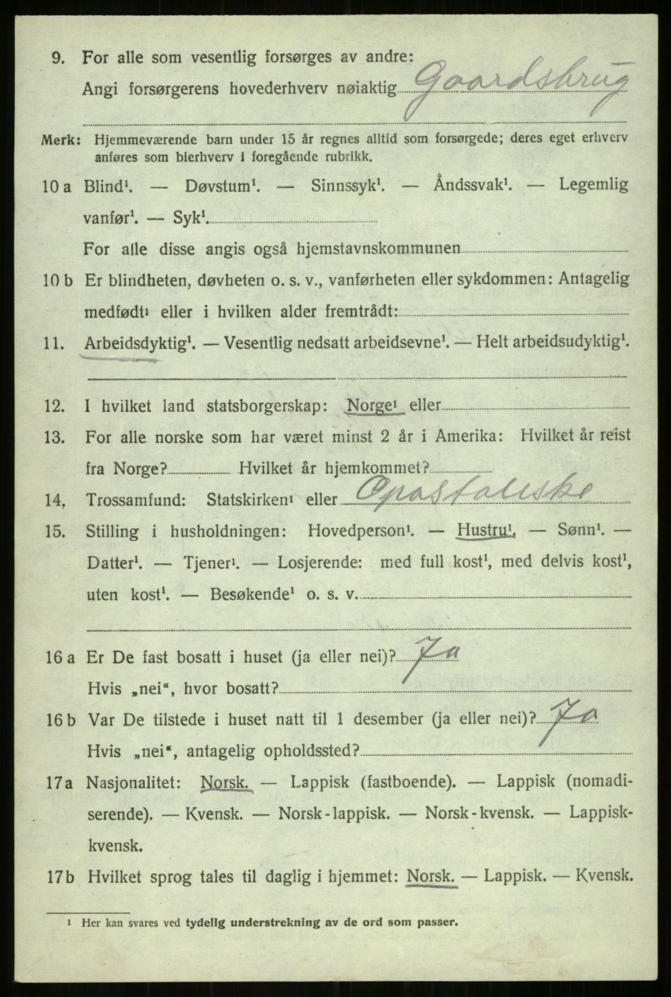 SATØ, 1920 census for Balsfjord, 1920, p. 3871