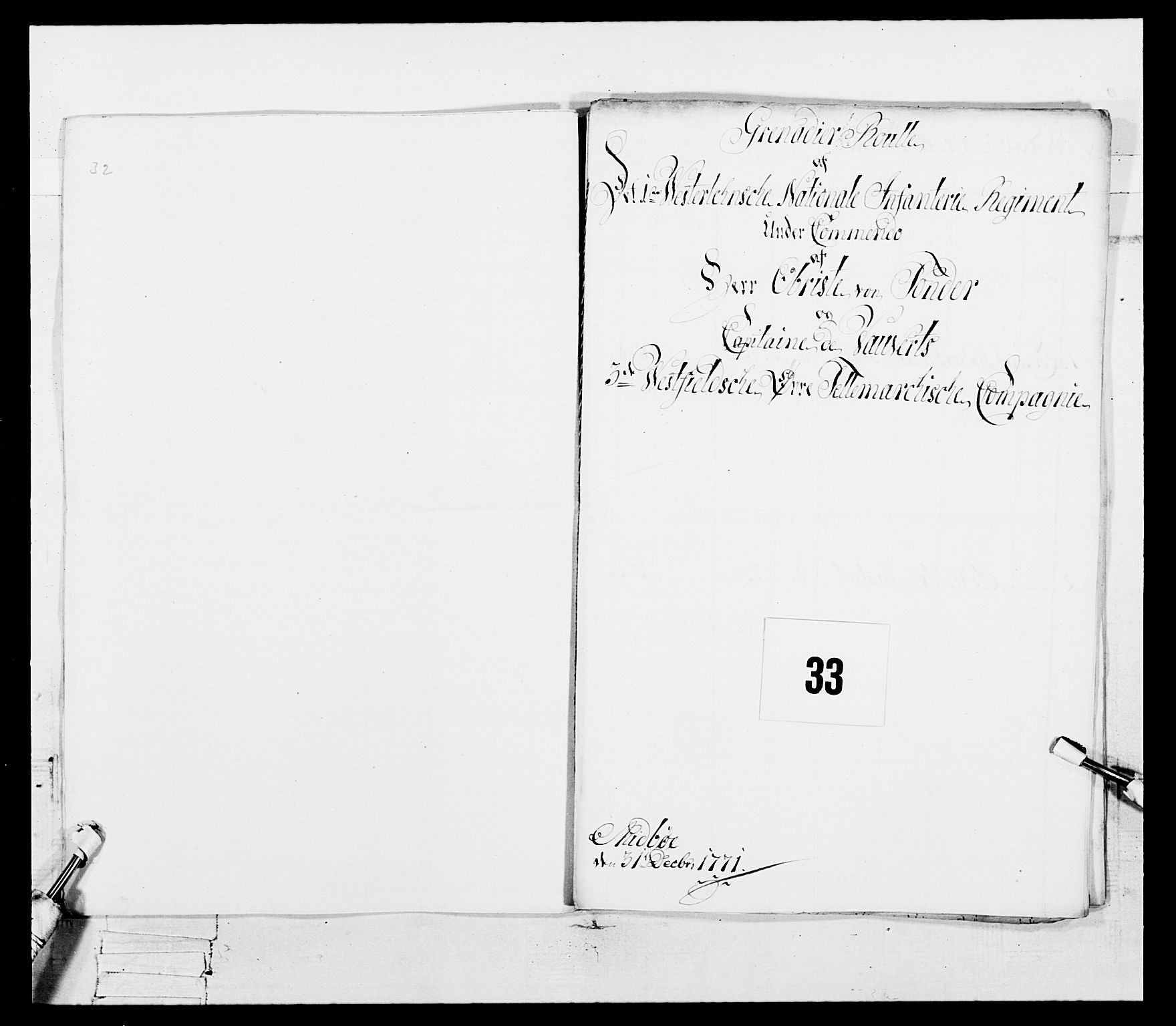 Generalitets- og kommissariatskollegiet, Det kongelige norske kommissariatskollegium, AV/RA-EA-5420/E/Eh/L0101: 1. Vesterlenske nasjonale infanteriregiment, 1766-1777, p. 188