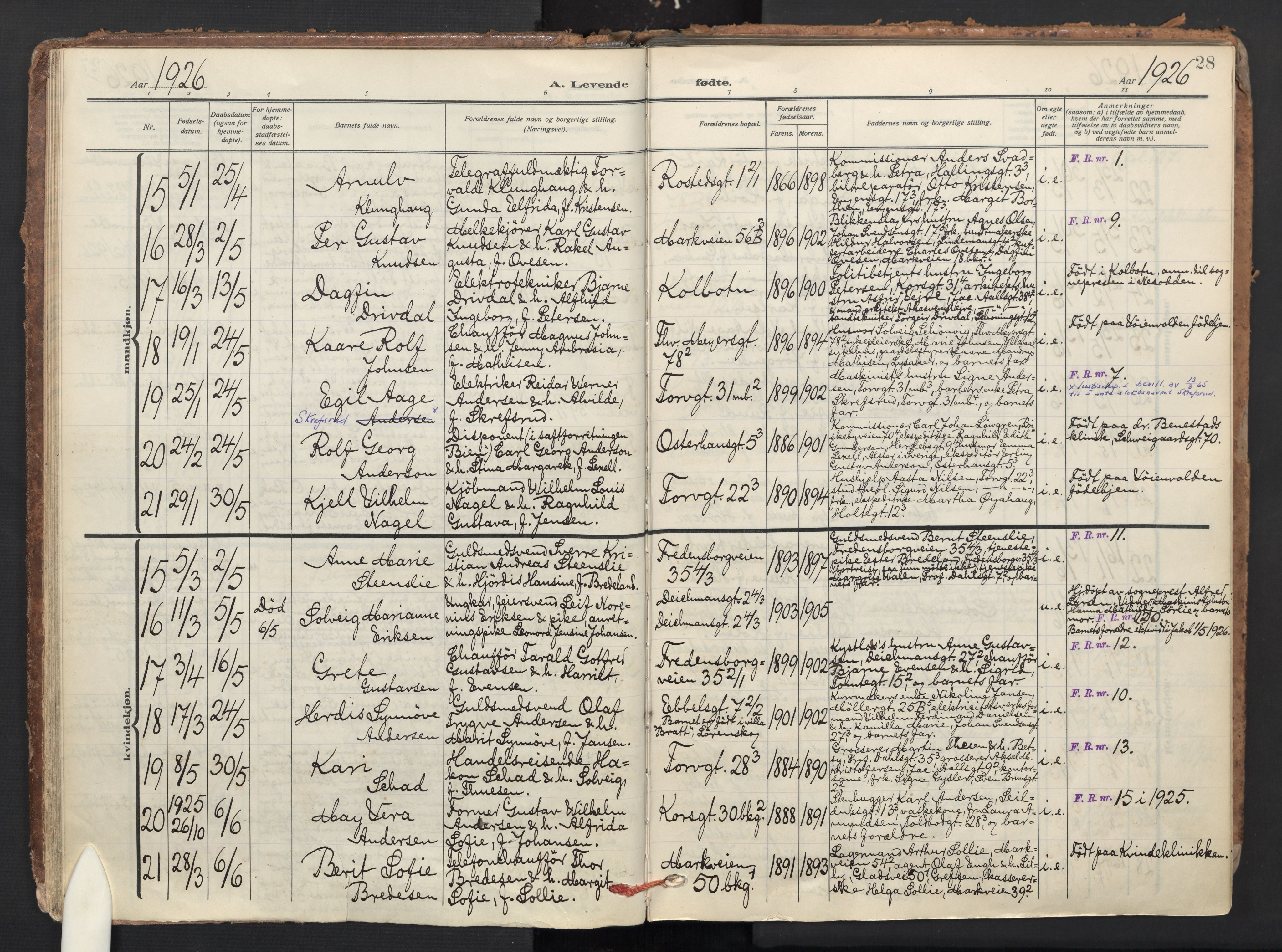 Jakob prestekontor Kirkebøker, AV/SAO-A-10850/F/Fa/L0017: Parish register (official) no. 17, 1923-1952, p. 28