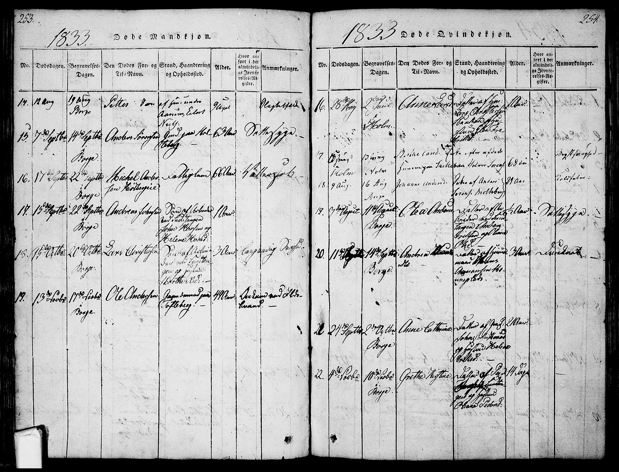 Borge prestekontor Kirkebøker, AV/SAO-A-10903/F/Fa/L0003: Parish register (official) no. I 3, 1815-1836, p. 253-254