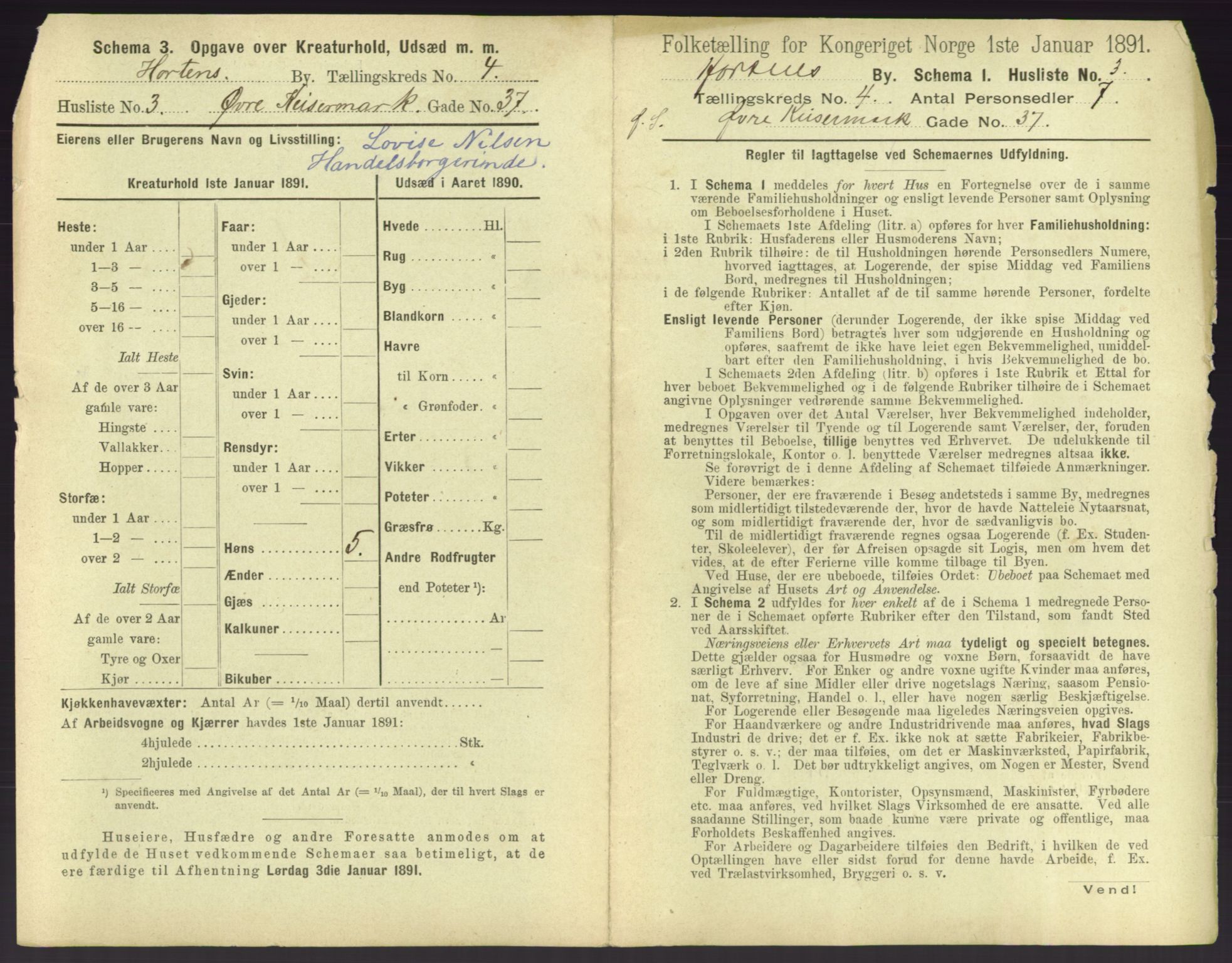 RA, 1891 census for 0703 Horten, 1891, p. 401