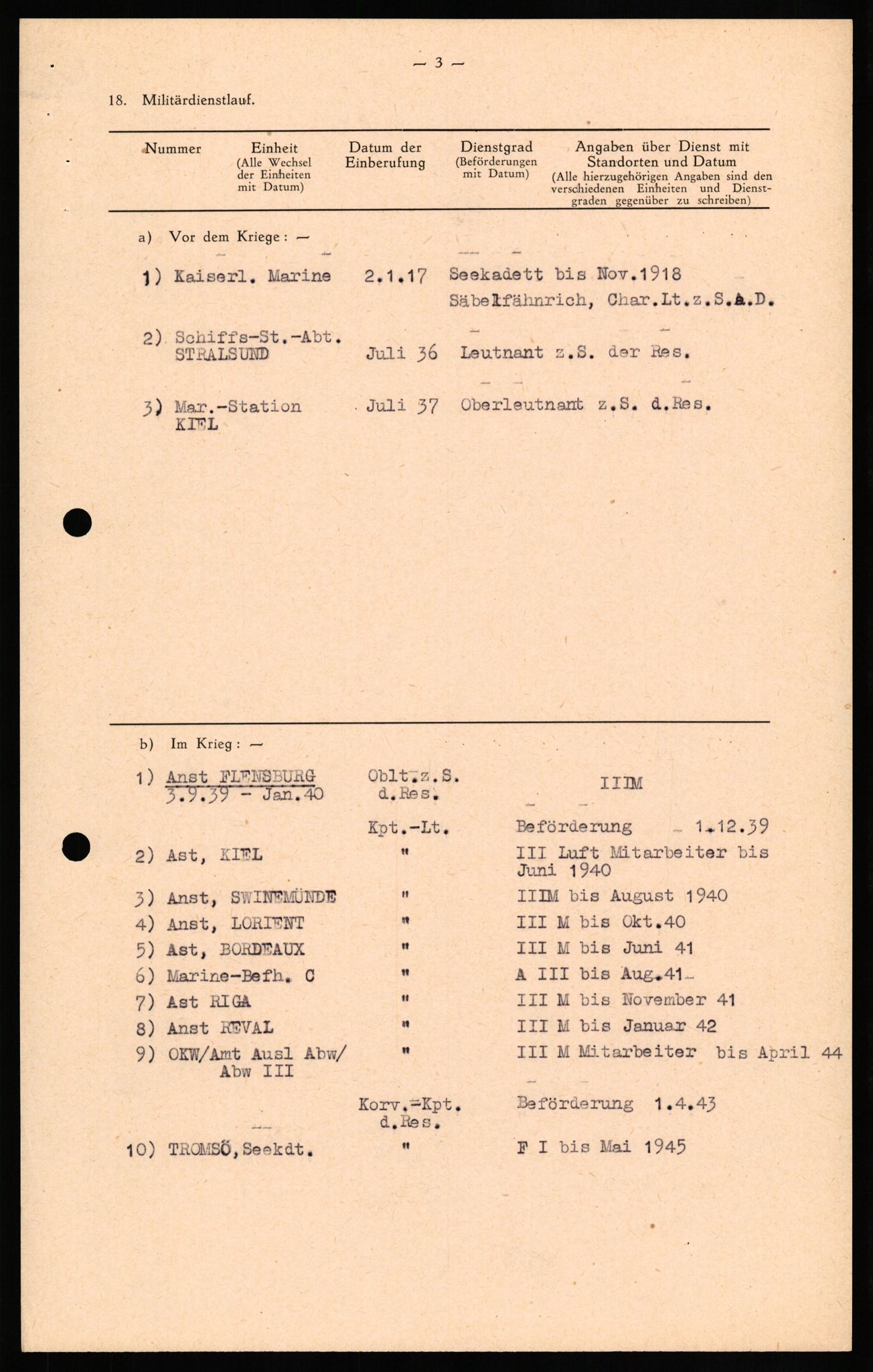 Forsvaret, Forsvarets overkommando II, RA/RAFA-3915/D/Db/L0022: CI Questionaires. Tyske okkupasjonsstyrker i Norge. Tyskere., 1945-1946, p. 181