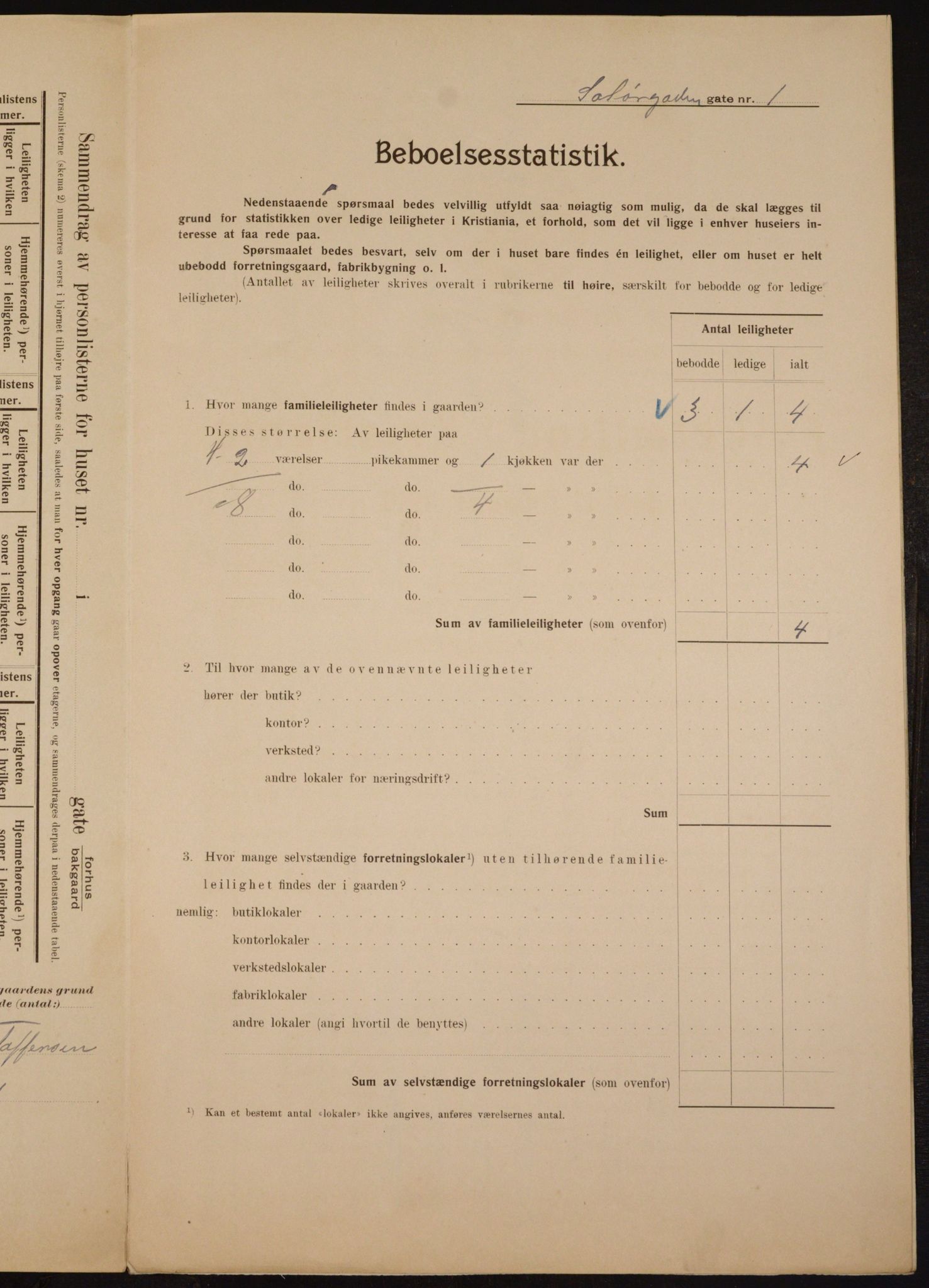 OBA, Municipal Census 1910 for Kristiania, 1910, p. 95023