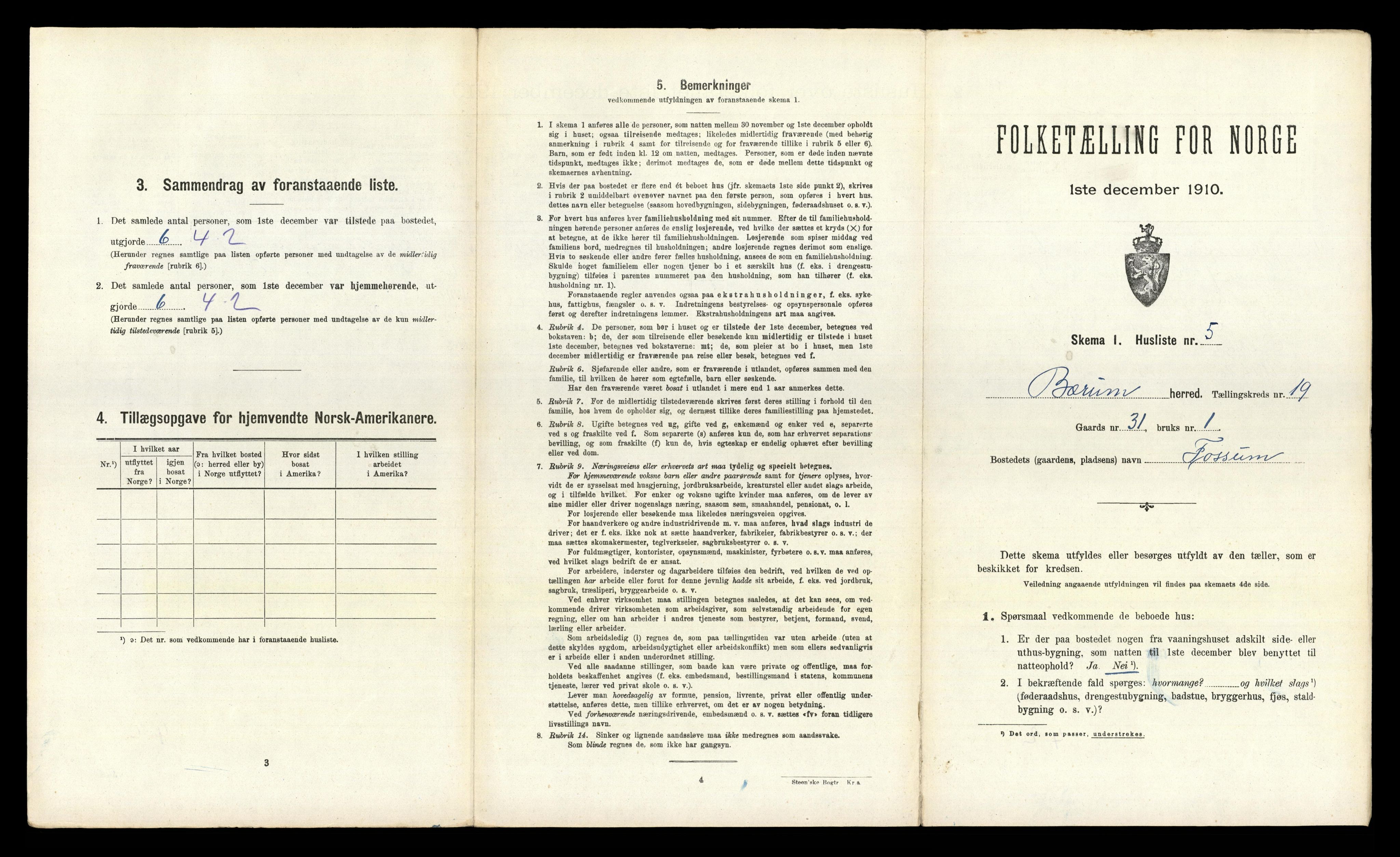 RA, 1910 census for Bærum, 1910, p. 2911