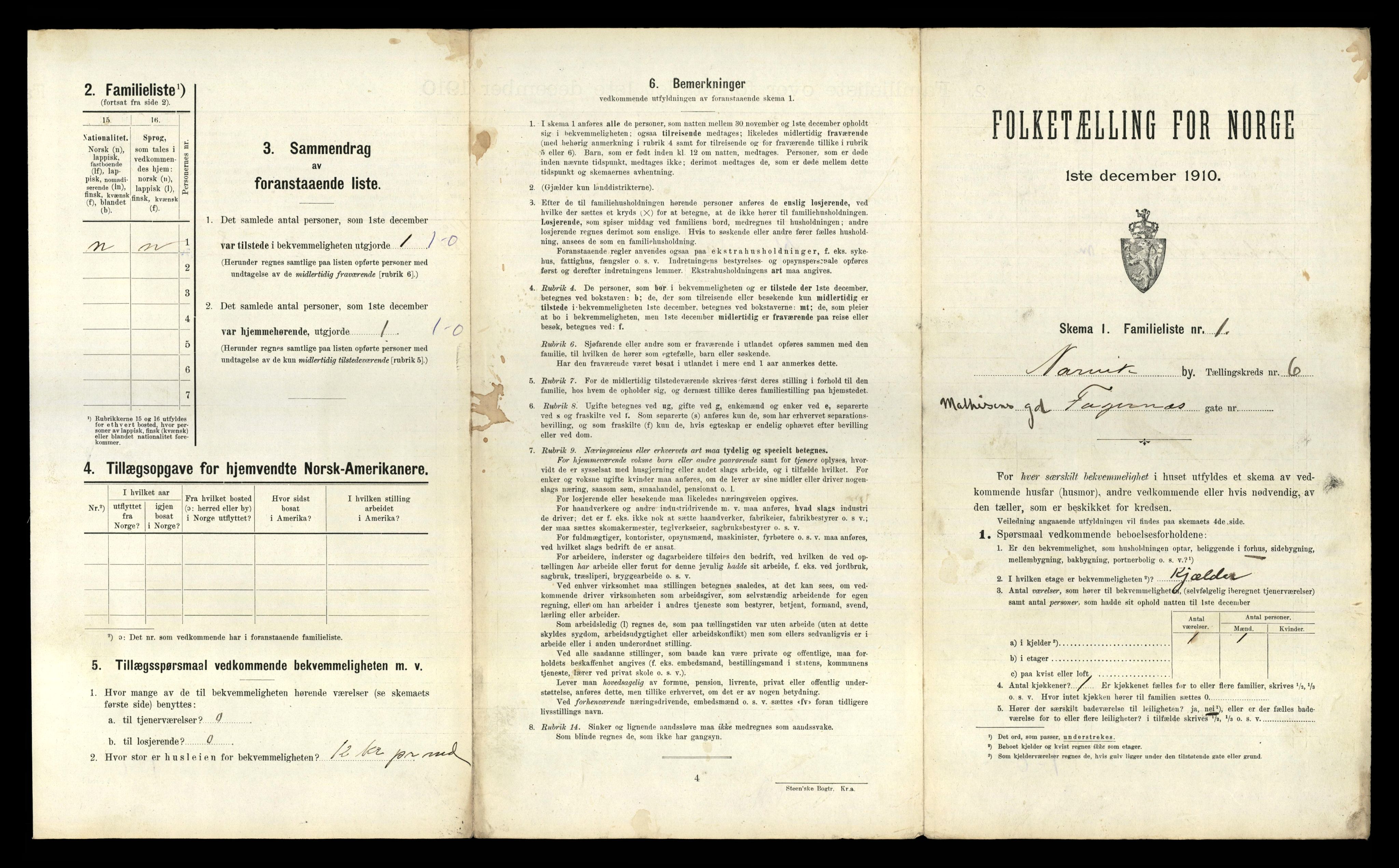 RA, 1910 census for Narvik, 1910, p. 2335