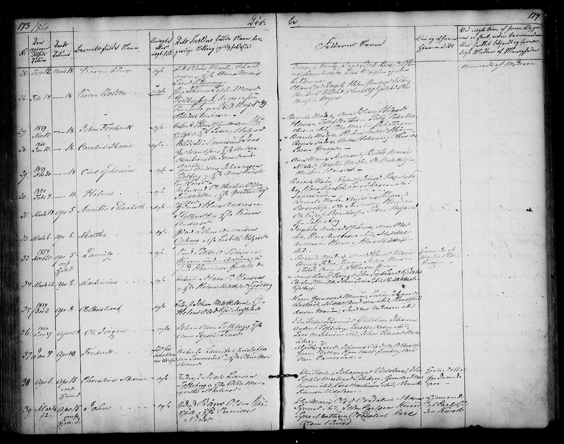 Borge prestekontor Kirkebøker, AV/SAO-A-10903/F/Fa/L0005: Parish register (official) no. I 5, 1848-1860, p. 173-174