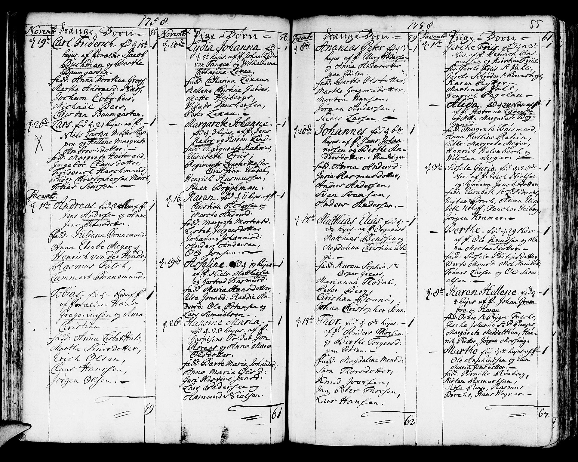 Korskirken sokneprestembete, SAB/A-76101/H/Haa/L0005: Parish register (official) no. A 5, 1751-1789, p. 55