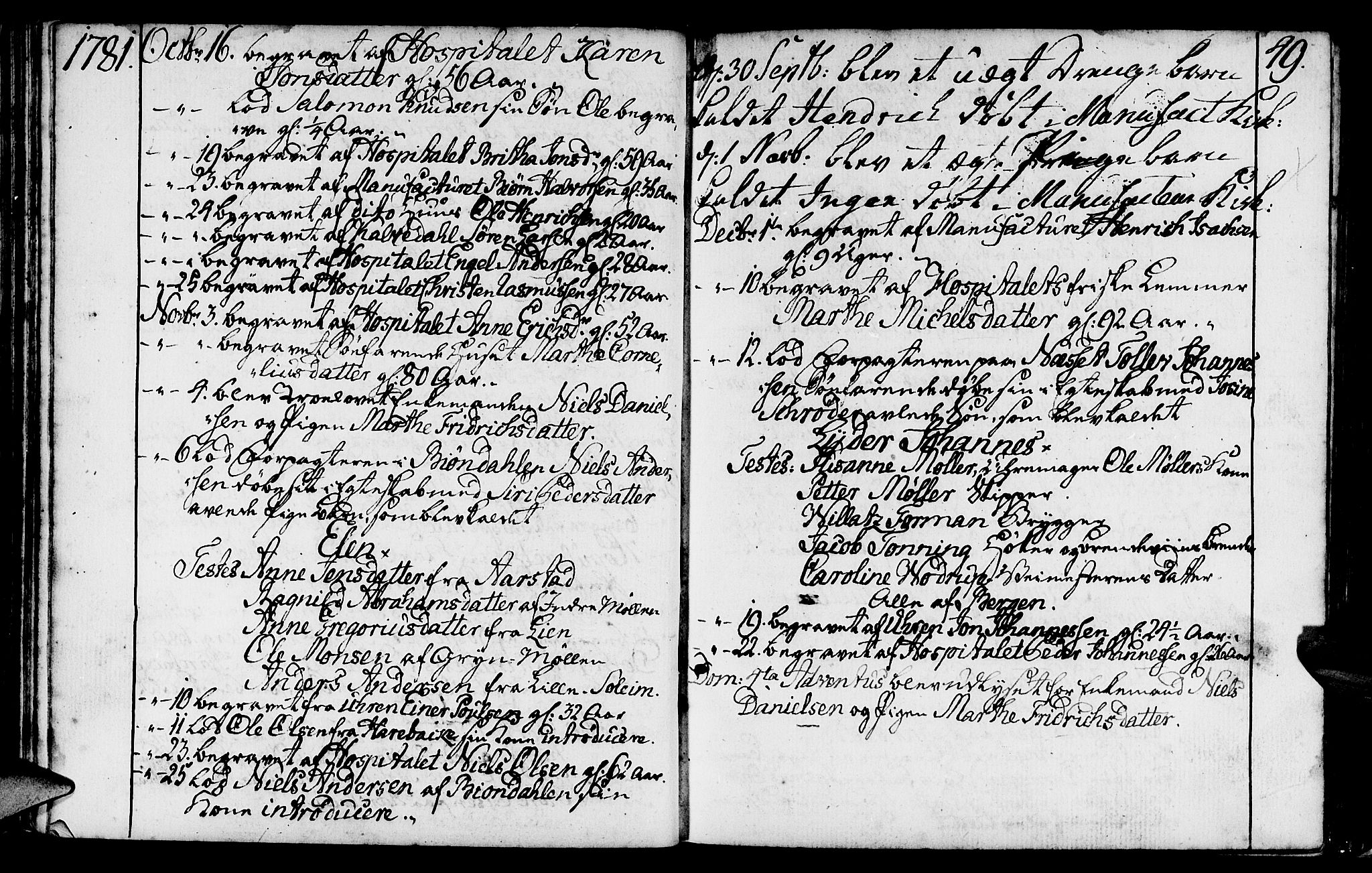St. Jørgens hospital og Årstad sokneprestembete, AV/SAB-A-99934: Parish register (official) no. A 2, 1766-1814, p. 49