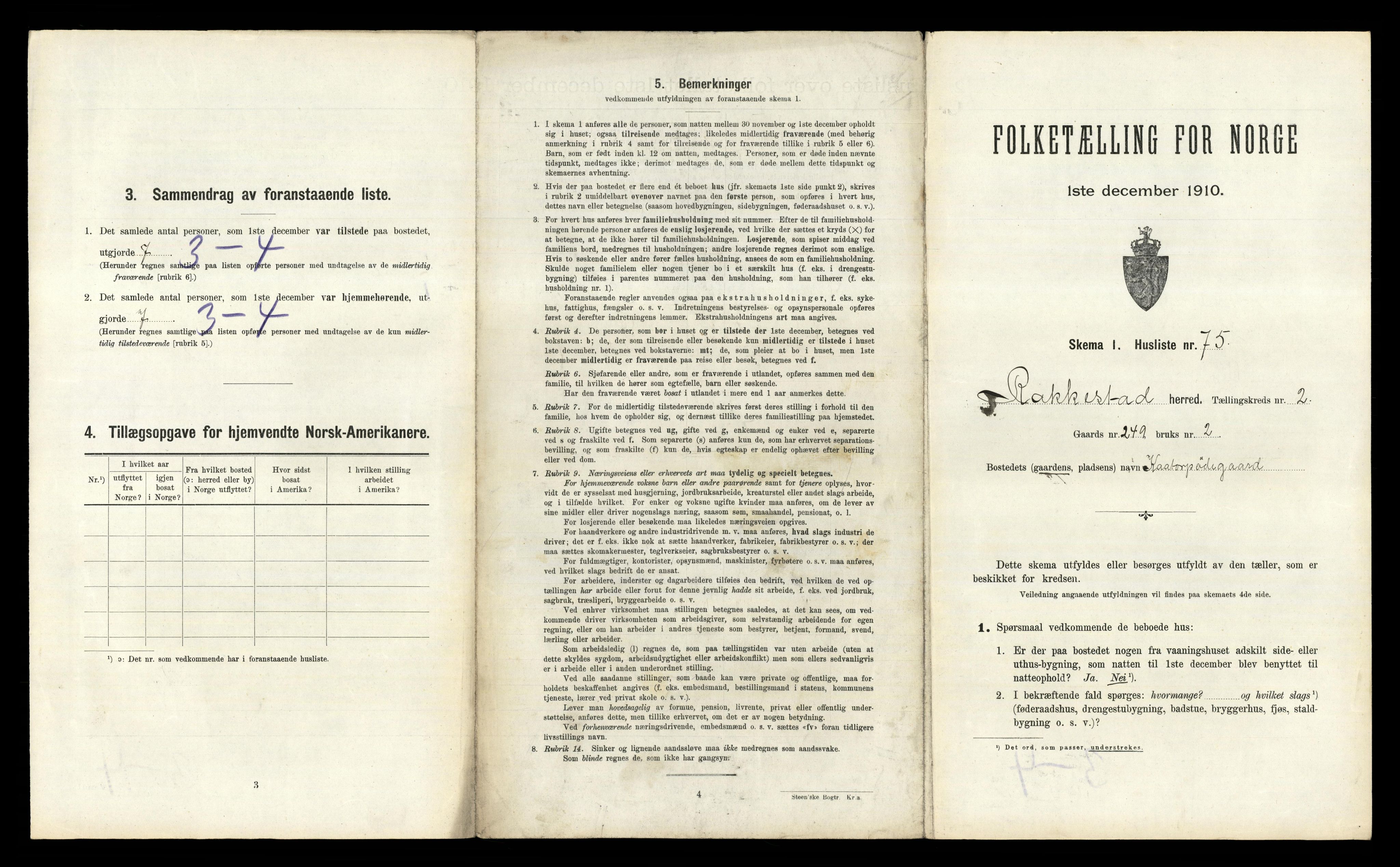 RA, 1910 census for Rakkestad, 1910, p. 537