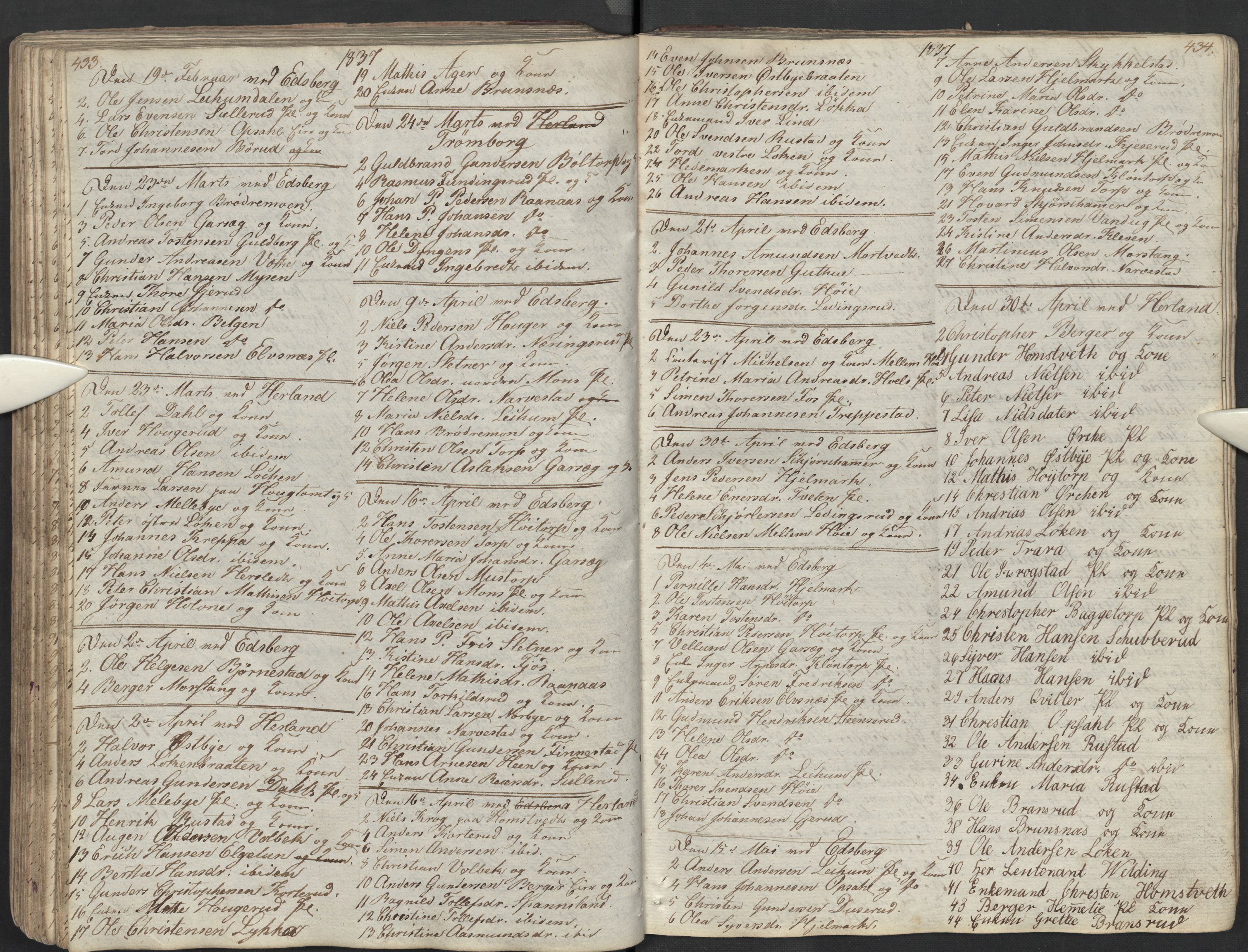 Eidsberg prestekontor Kirkebøker, AV/SAO-A-10905/M/Ma/L0002: Communicants register no. I 2, 1821-1841, p. 433-434