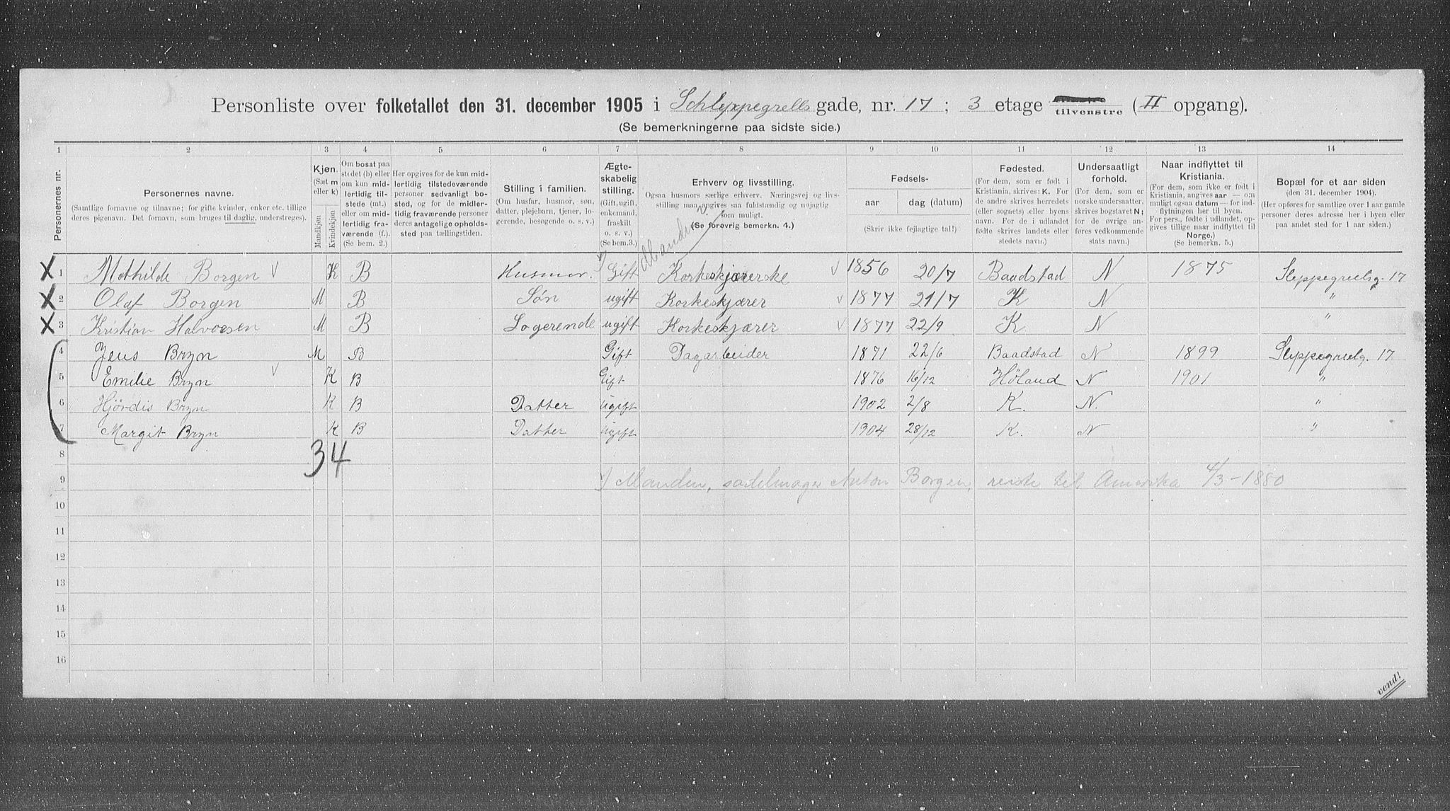 OBA, Municipal Census 1905 for Kristiania, 1905, p. 46841