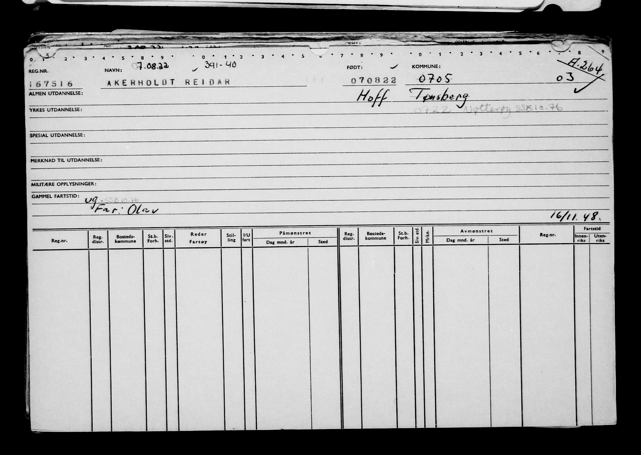 Direktoratet for sjømenn, AV/RA-S-3545/G/Gb/L0209: Hovedkort, 1922, p. 419