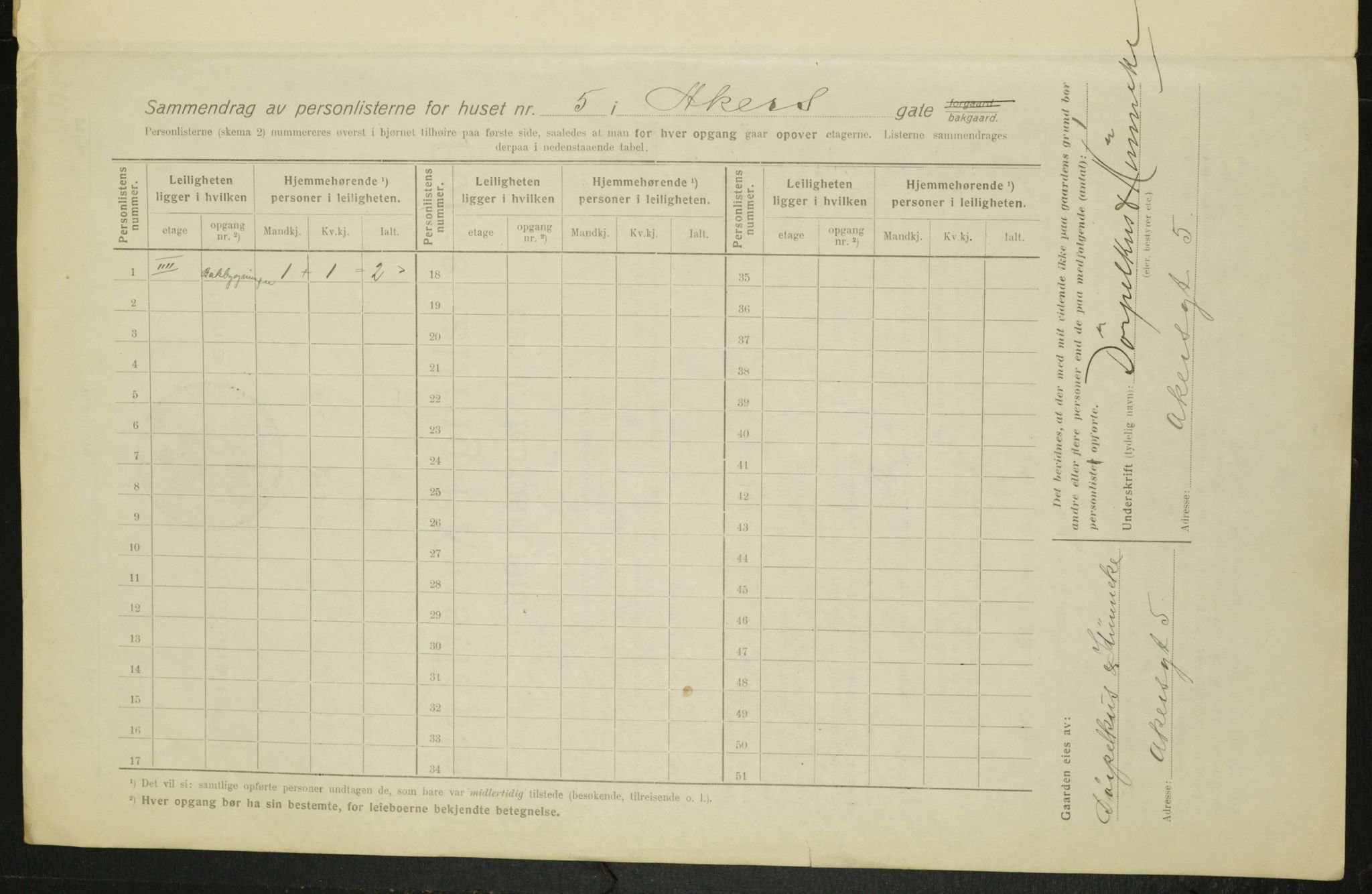 OBA, Municipal Census 1916 for Kristiania, 1916, p. 343